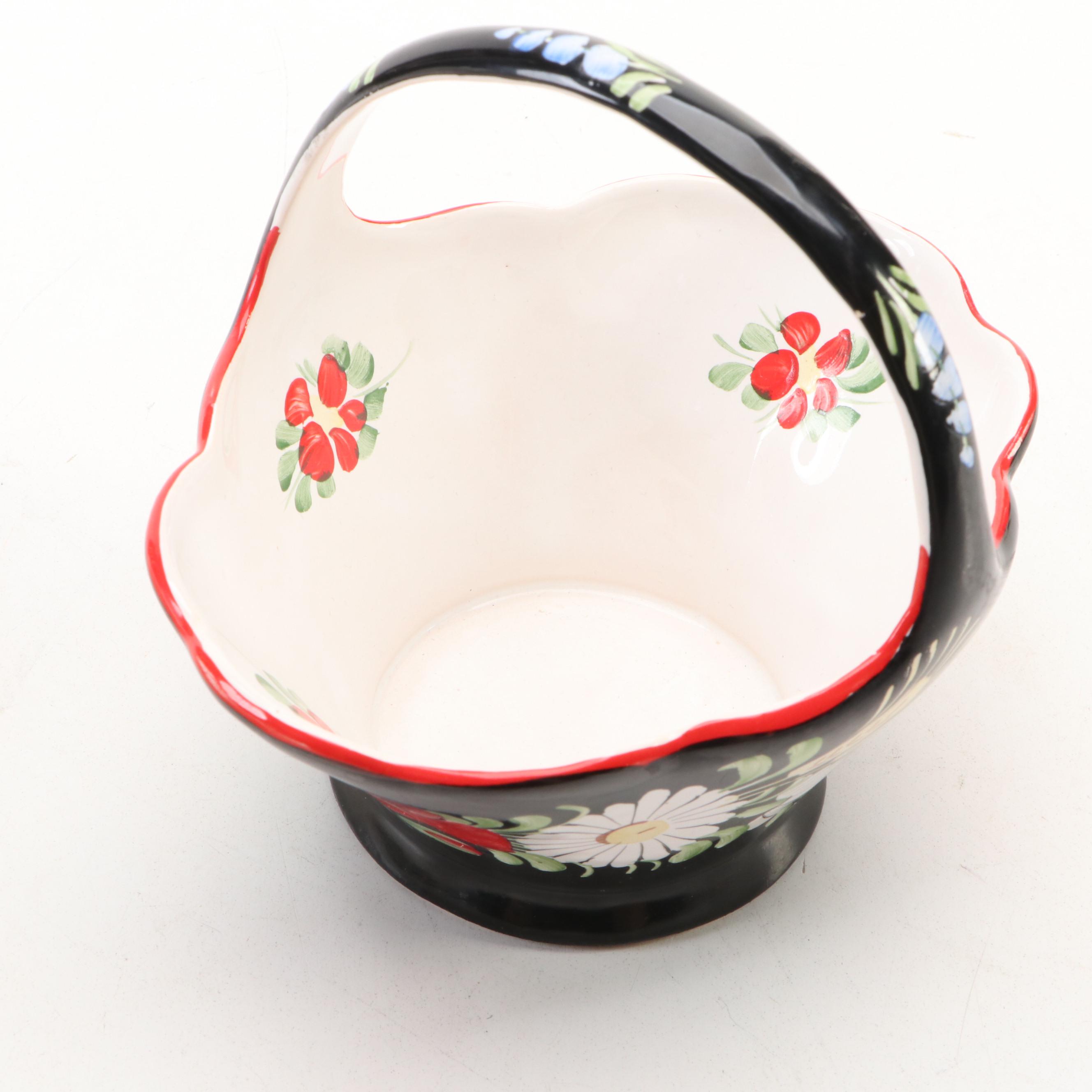 Chodovia Pottery Platter with Other Eastern European Style Ceramic Basket