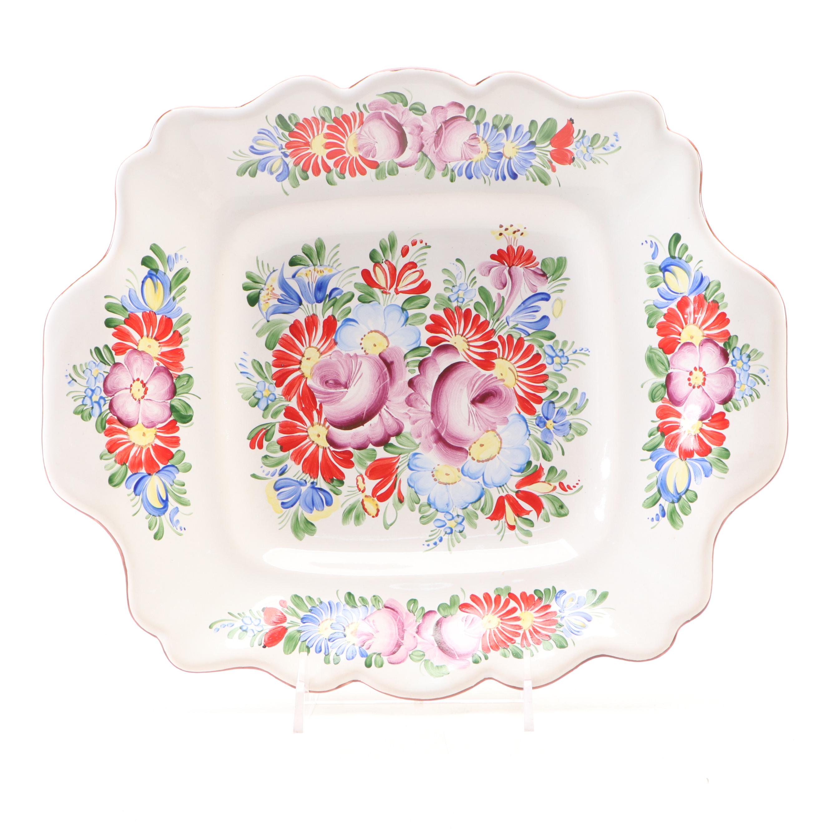 Chodovia Pottery Platter with Other Eastern European Style Ceramic Basket