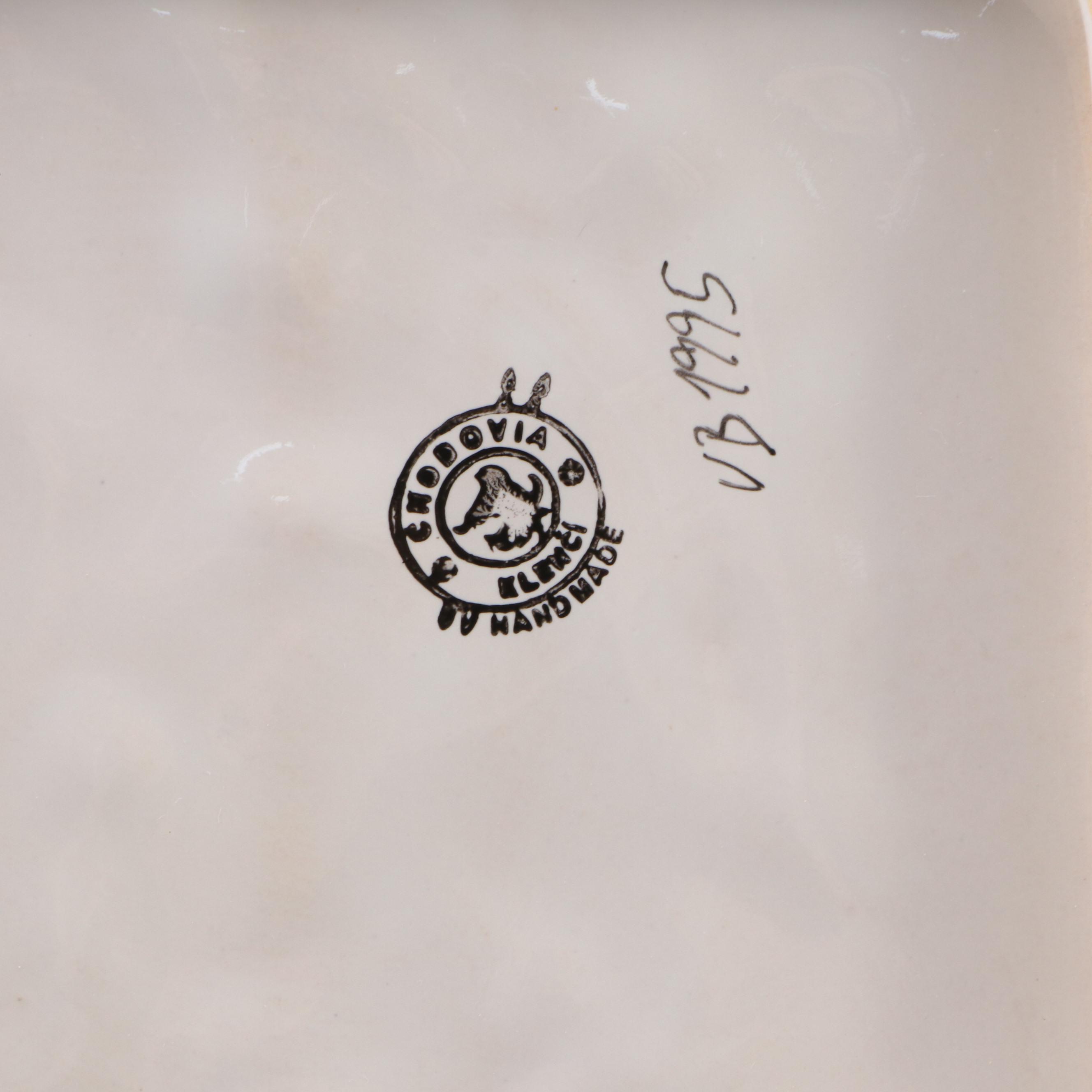 Chodovia Pottery Platter with Other Eastern European Style Ceramic Basket