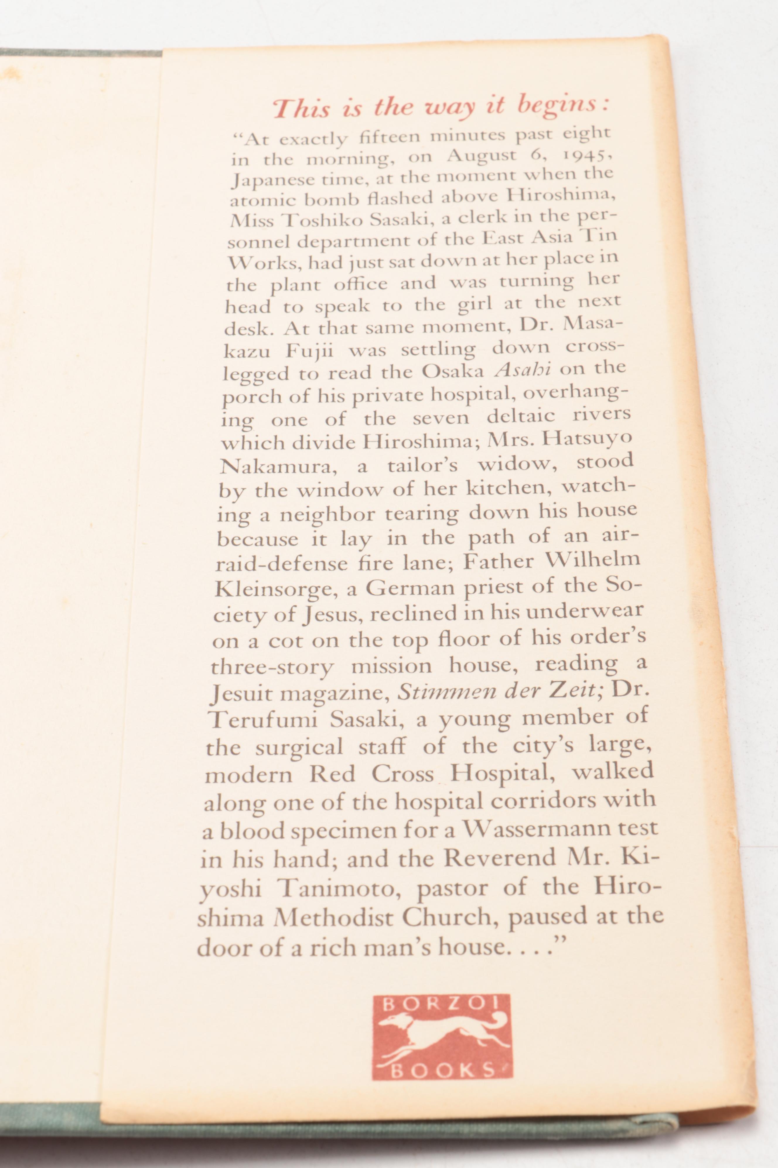 First Edition "Hiroshima" by John Hersey, 1946