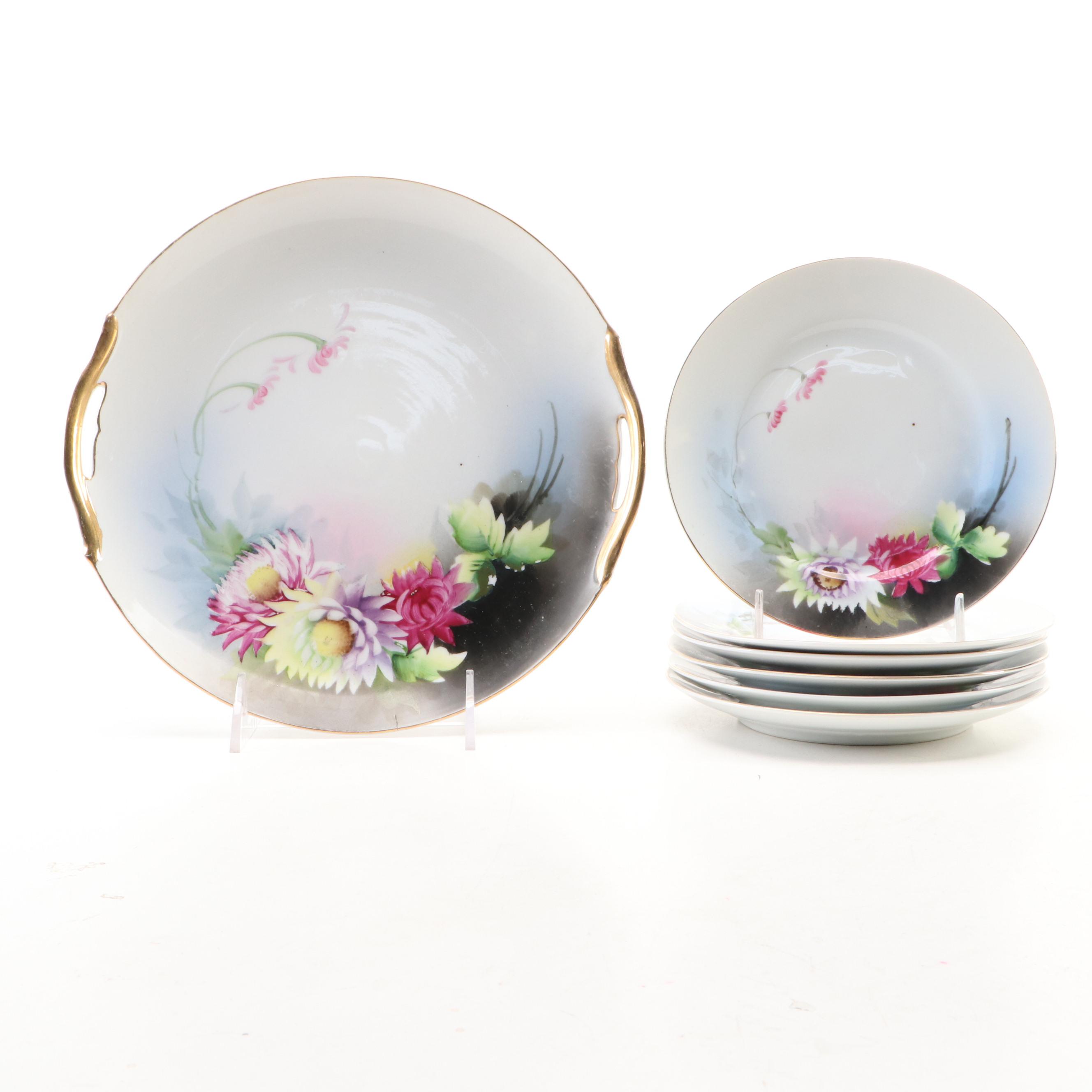 Noritake Hand-Painted Porcelain Dessert Plates and Serving Platter