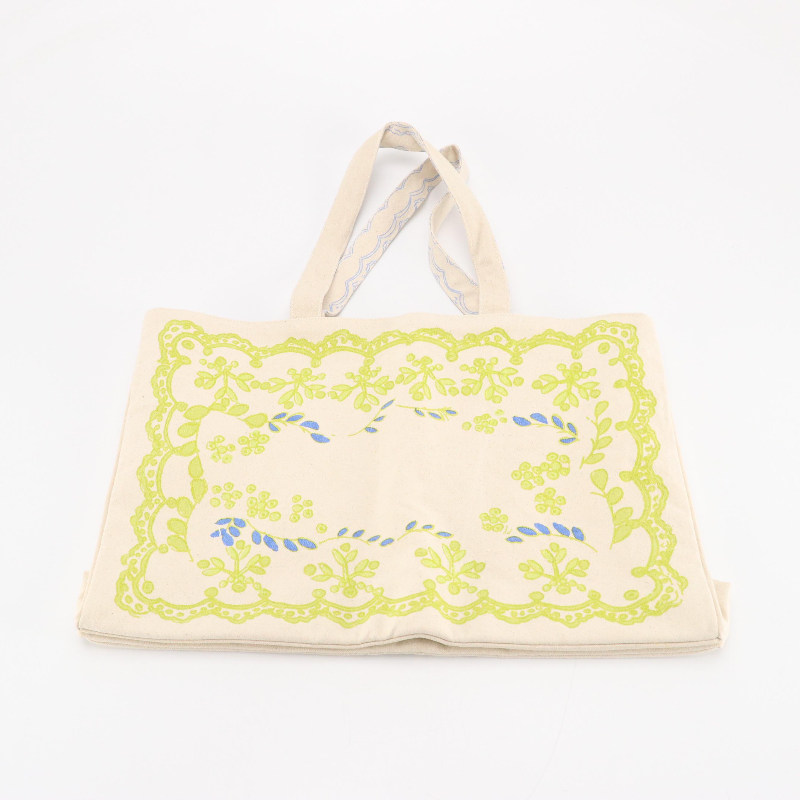 Olive Street Printed Cotton Canvas Shopping Totes