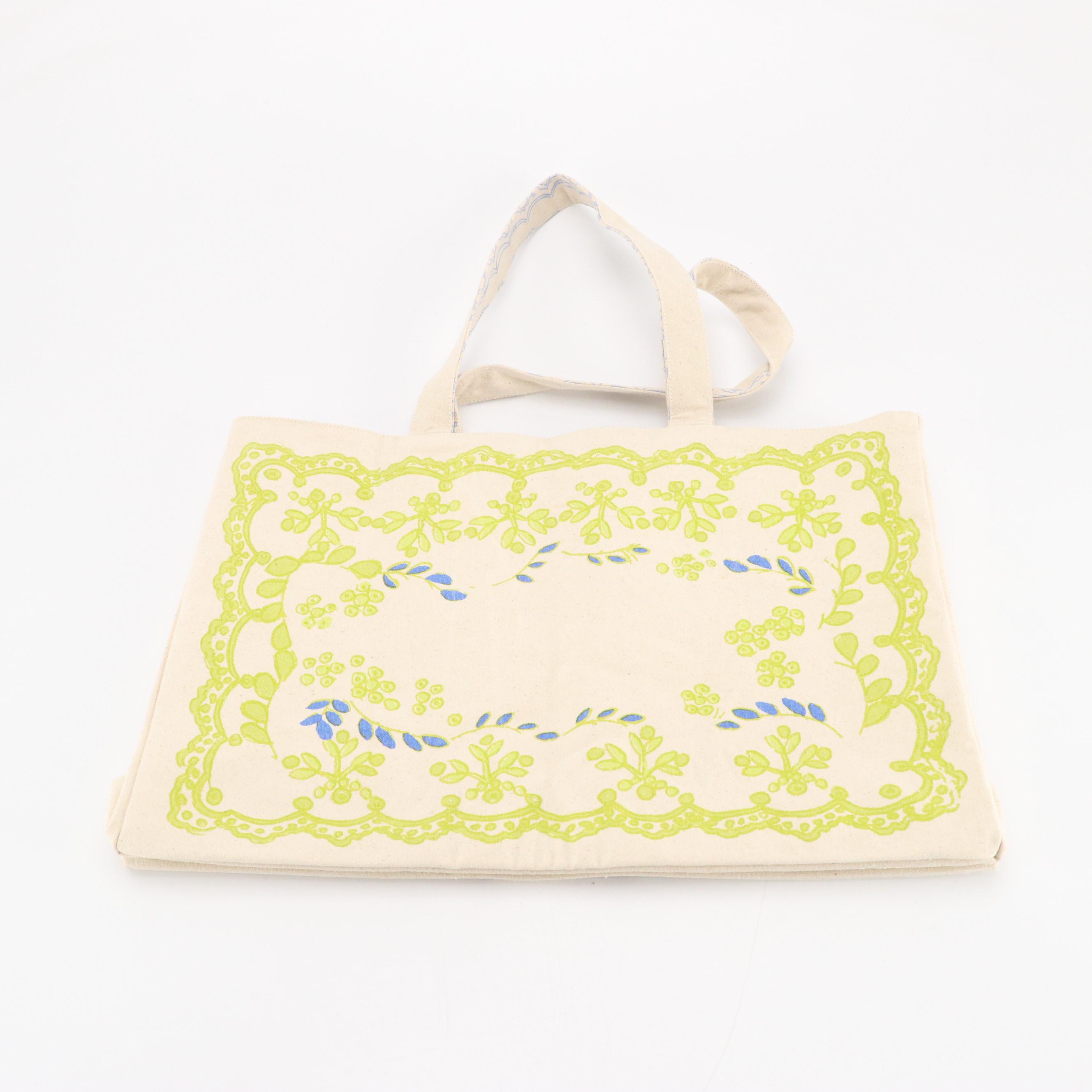 Olive Street Printed Cotton Canvas Shopping Totes