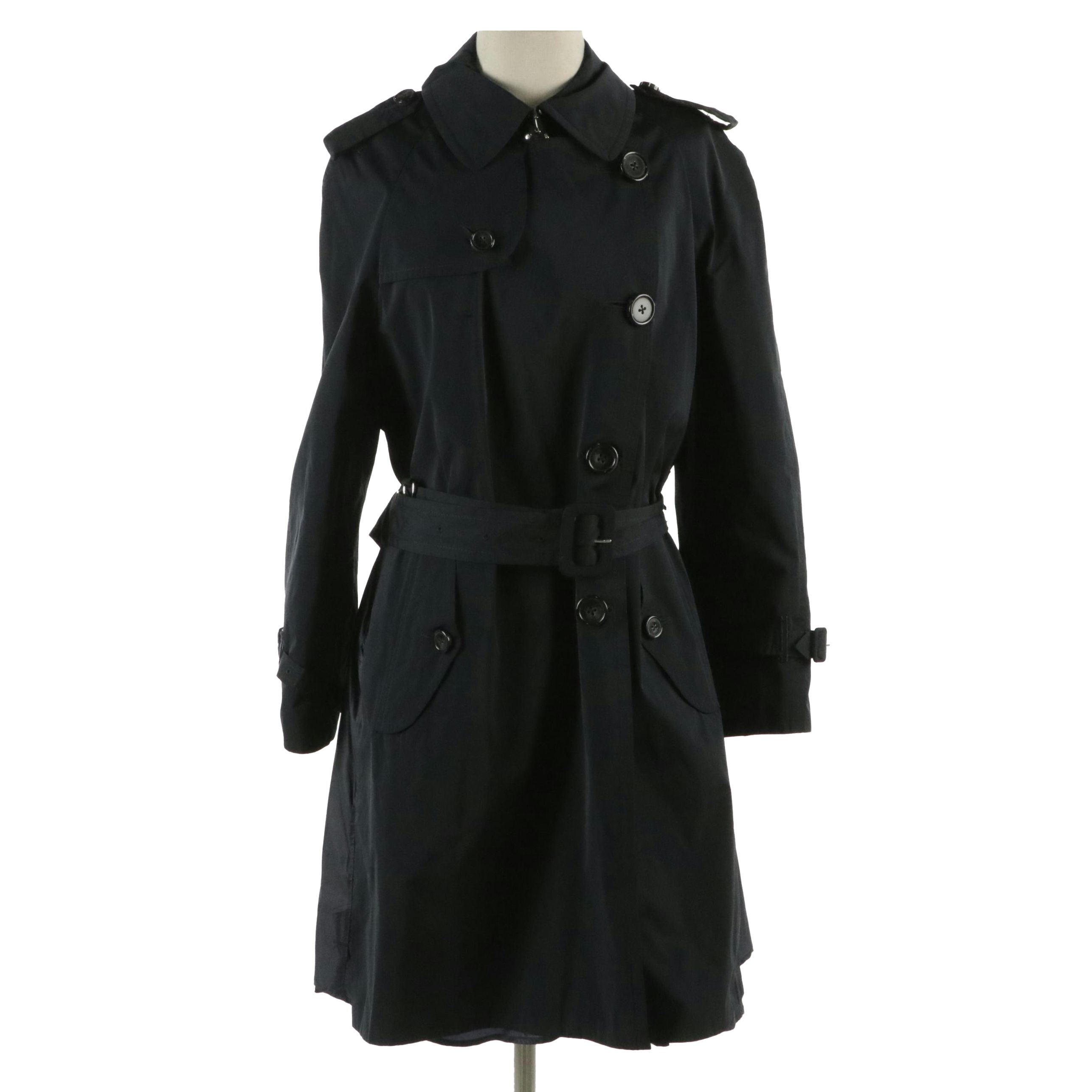 Moncler Navy Blue Single-Breasted Trench Coat