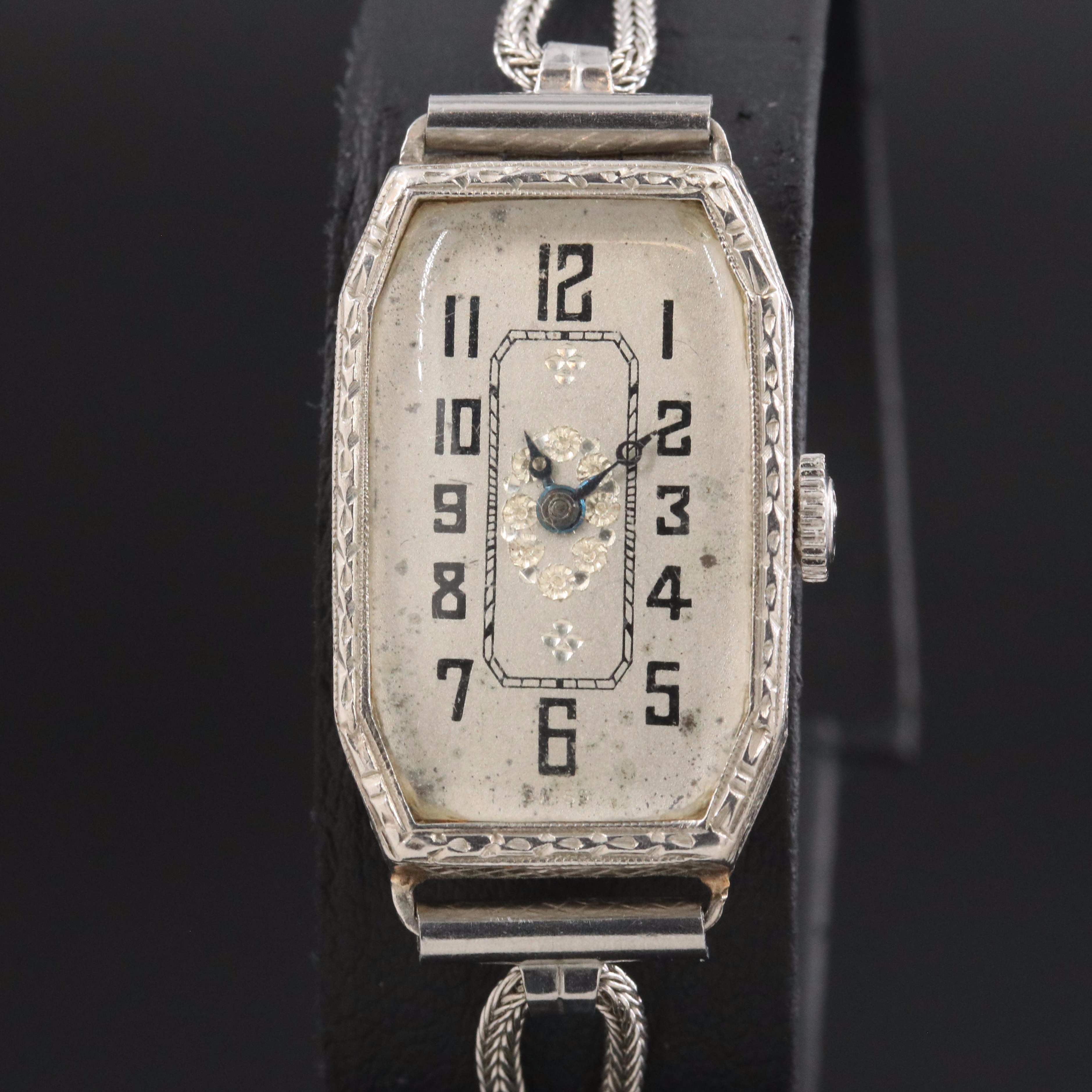 Art Deco Platinum Hand-Engraved Watch
