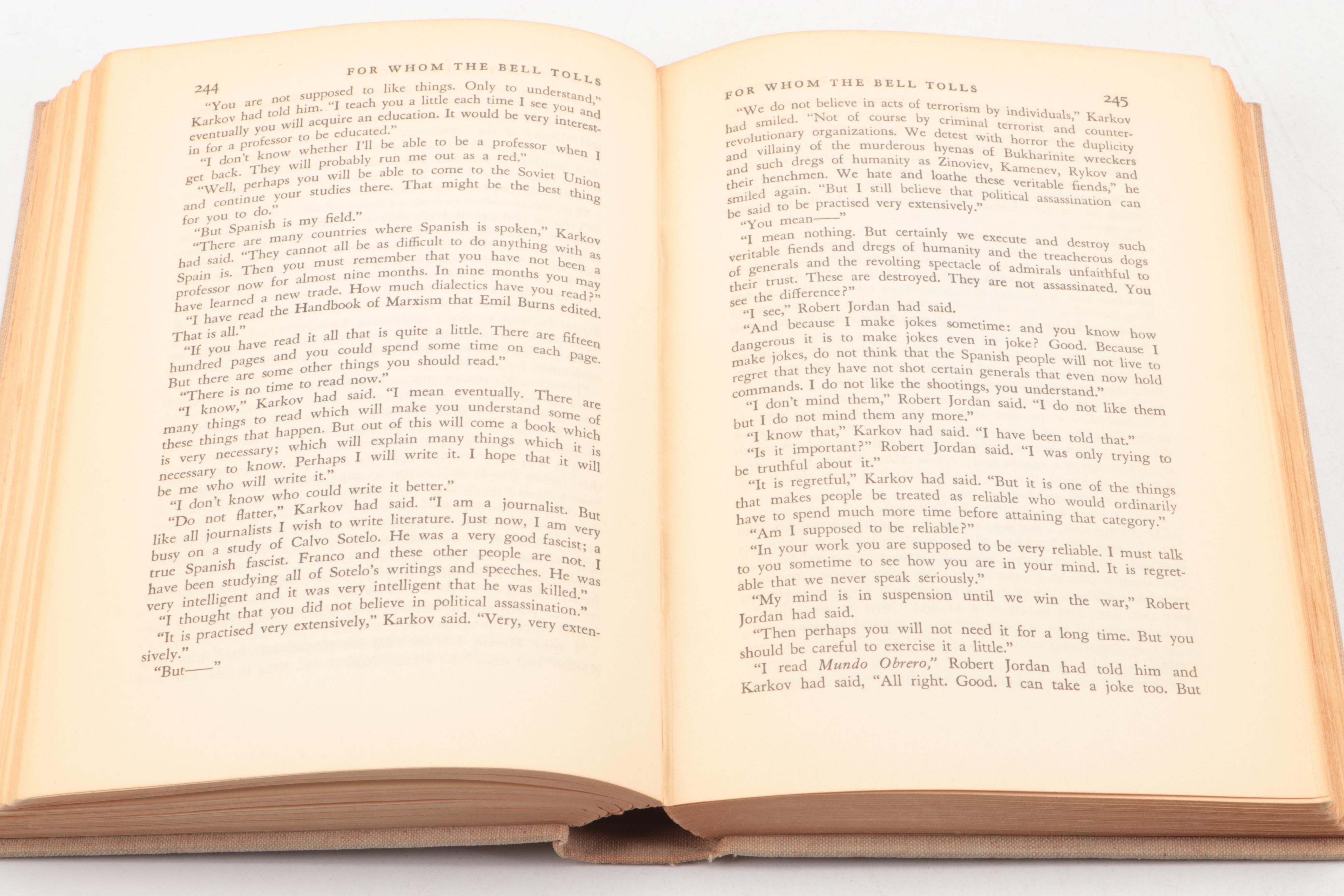 First Printing "For Whom the Bell Tolls" by Ernest Hemingway, 1940