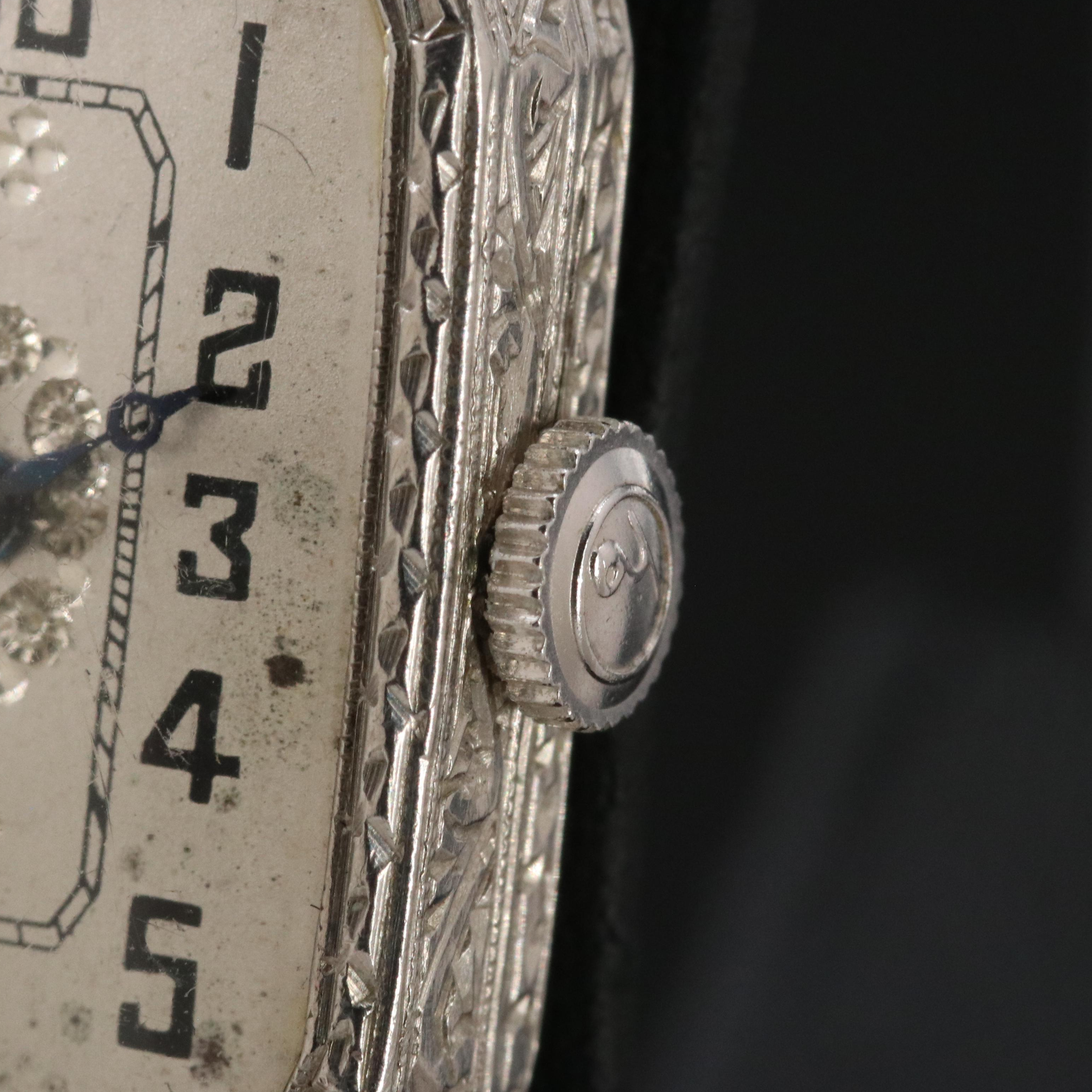 Art Deco Platinum Hand-Engraved Watch