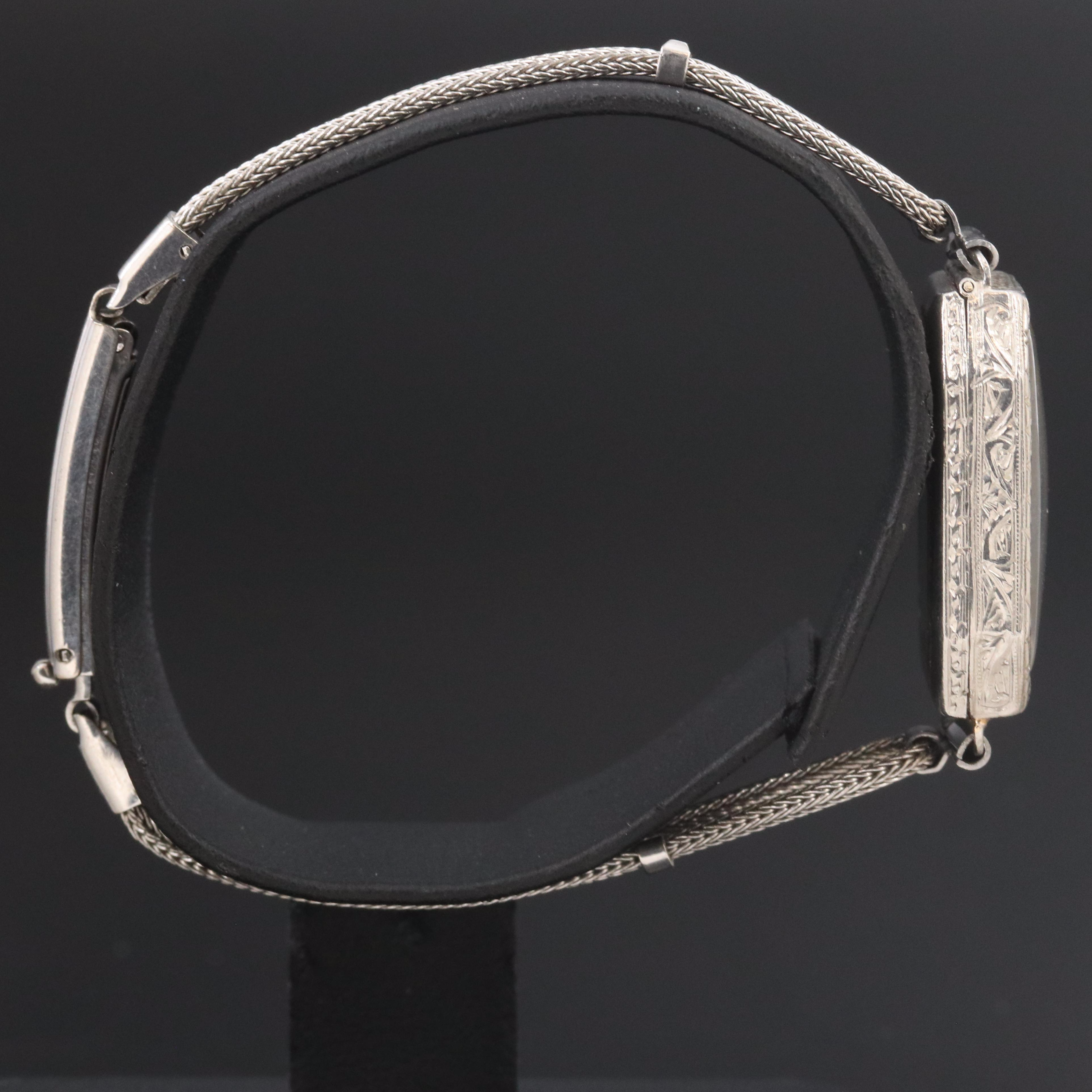 Art Deco Platinum Hand-Engraved Watch