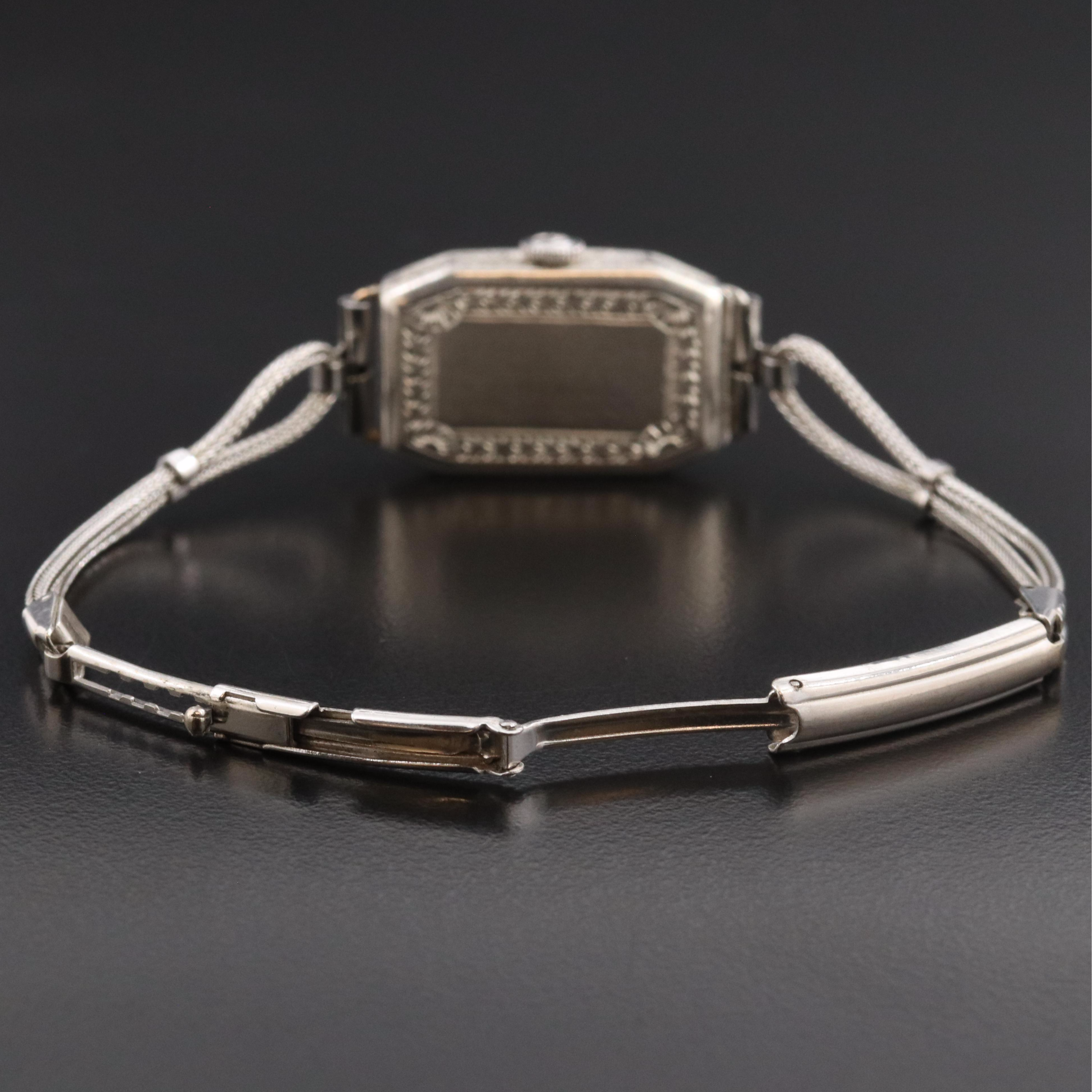 Art Deco Platinum Hand-Engraved Watch