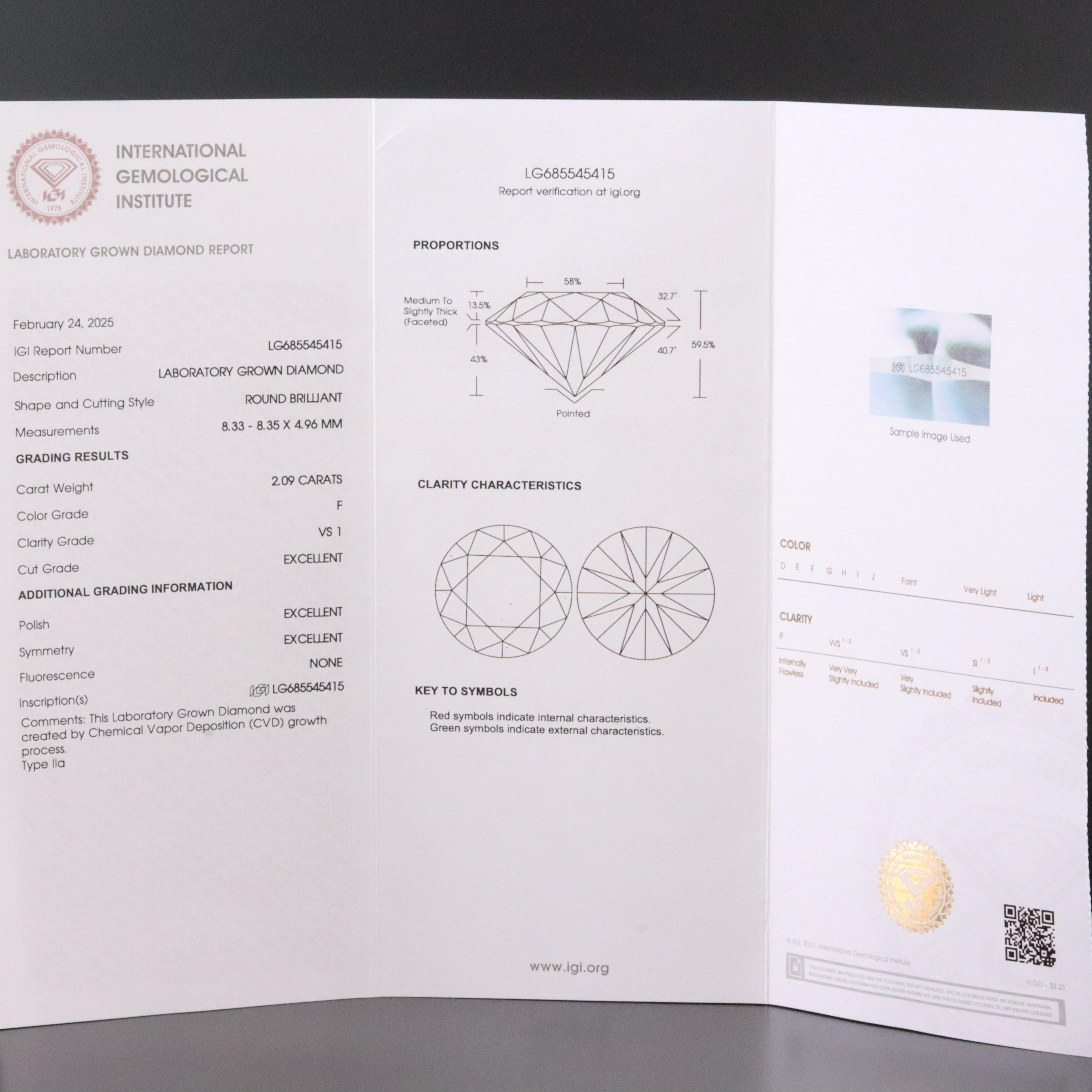 14K 4.12 CT Lab Grown Diamond Stud Earrings with IGI Reports