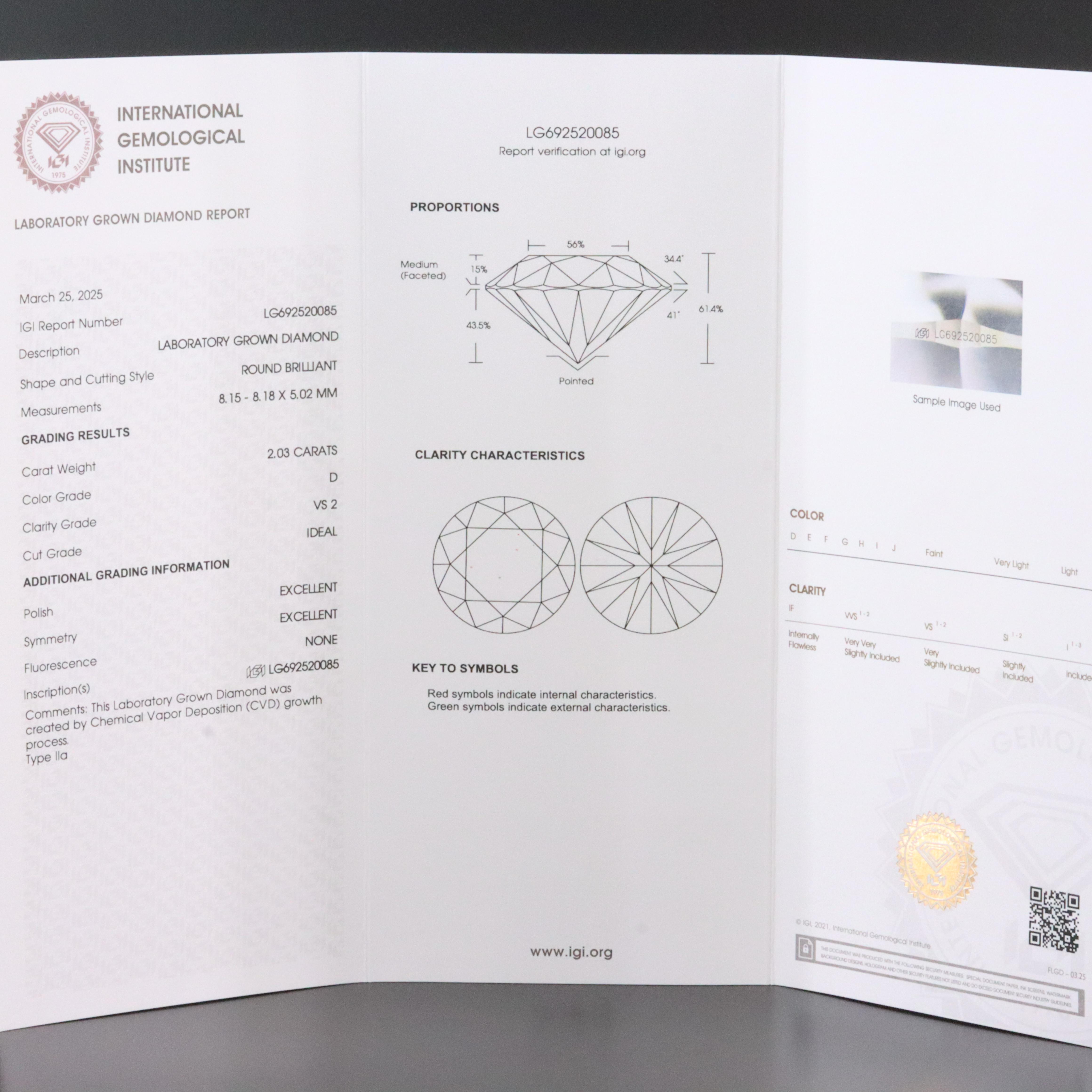 14K 4.12 CT Lab Grown Diamond Stud Earrings with IGI Reports