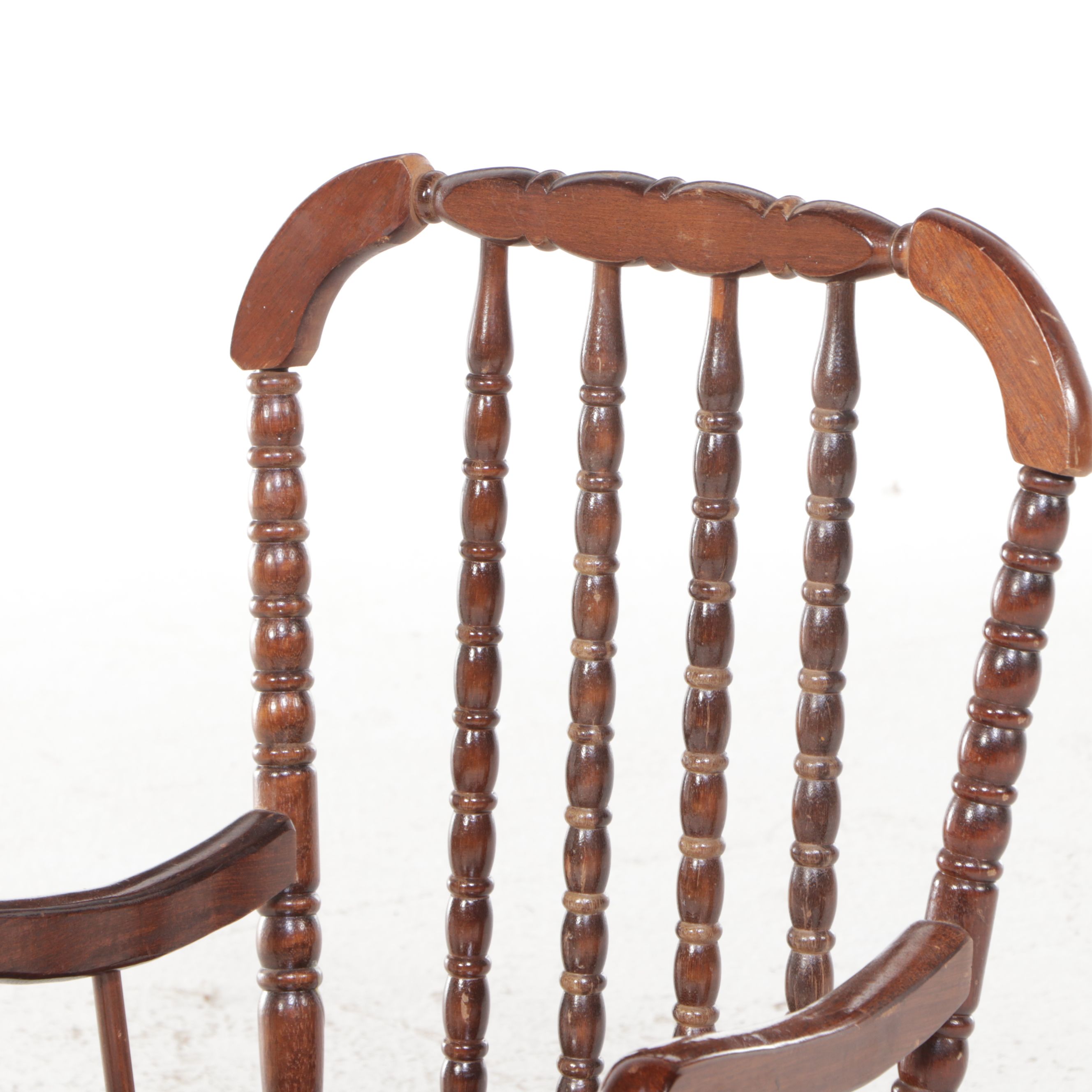 Collin's Co. Children's Size Bobbin Turned Walnut Rocking Chair