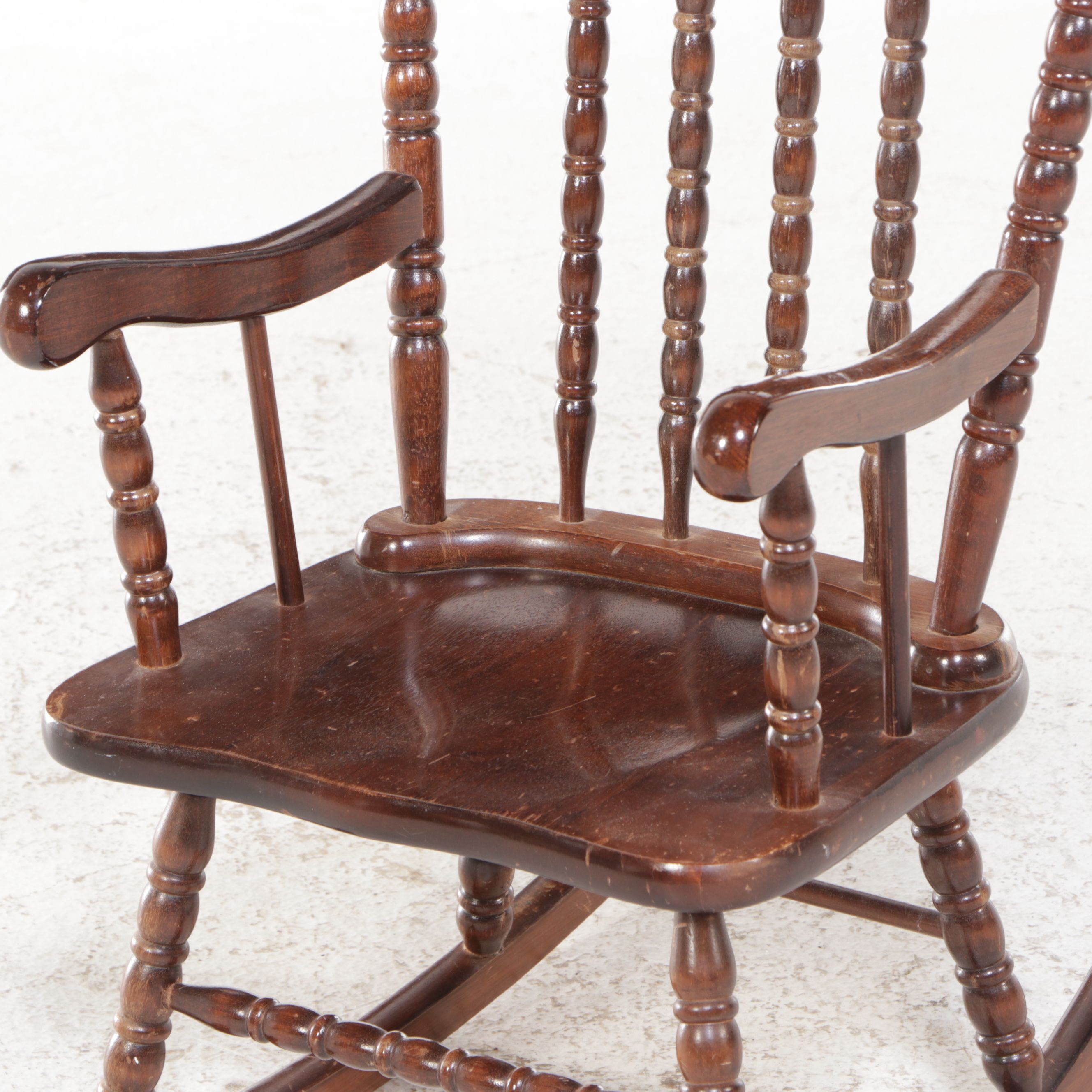 Collin's Co. Children's Size Bobbin Turned Walnut Rocking Chair