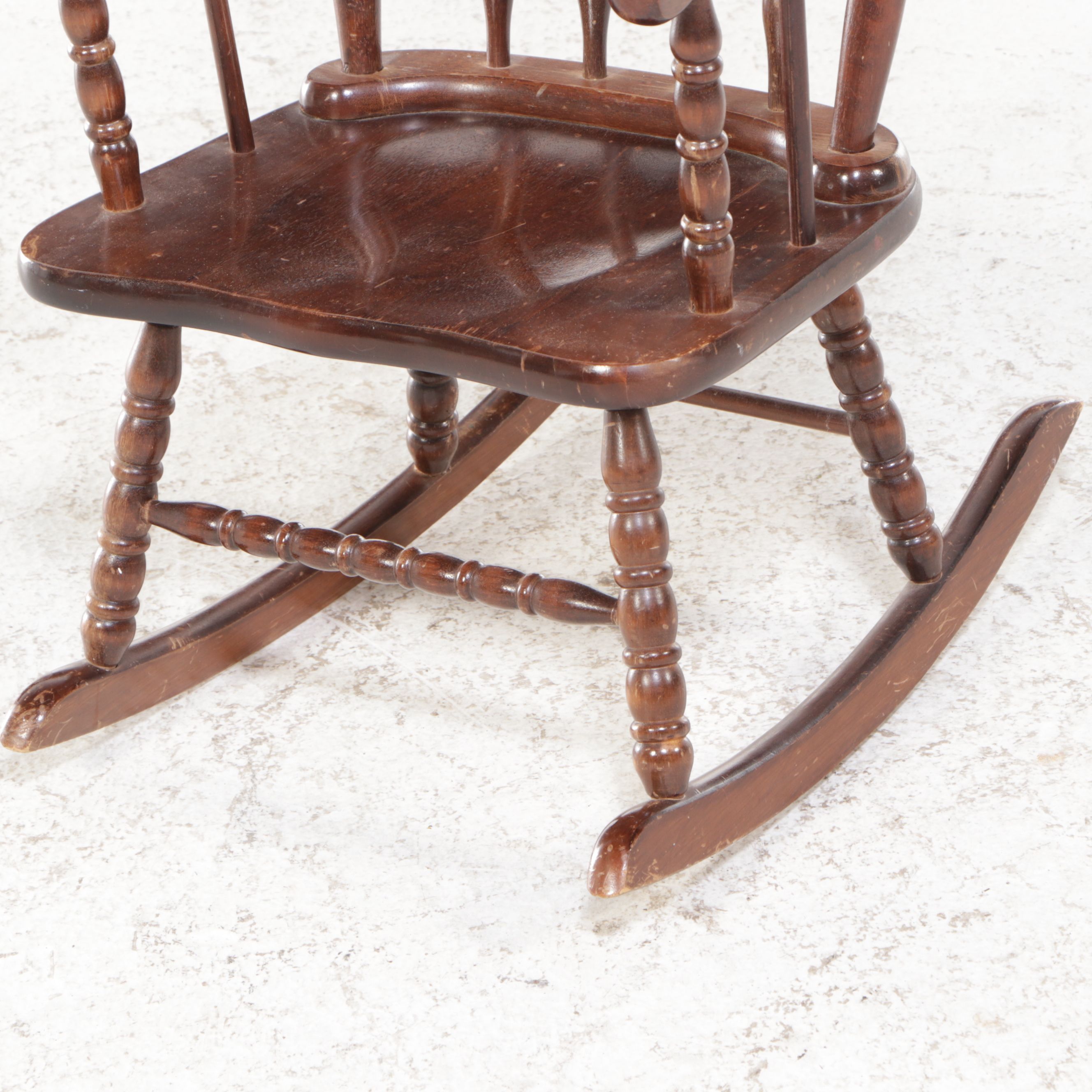 Collin's Co. Children's Size Bobbin Turned Walnut Rocking Chair