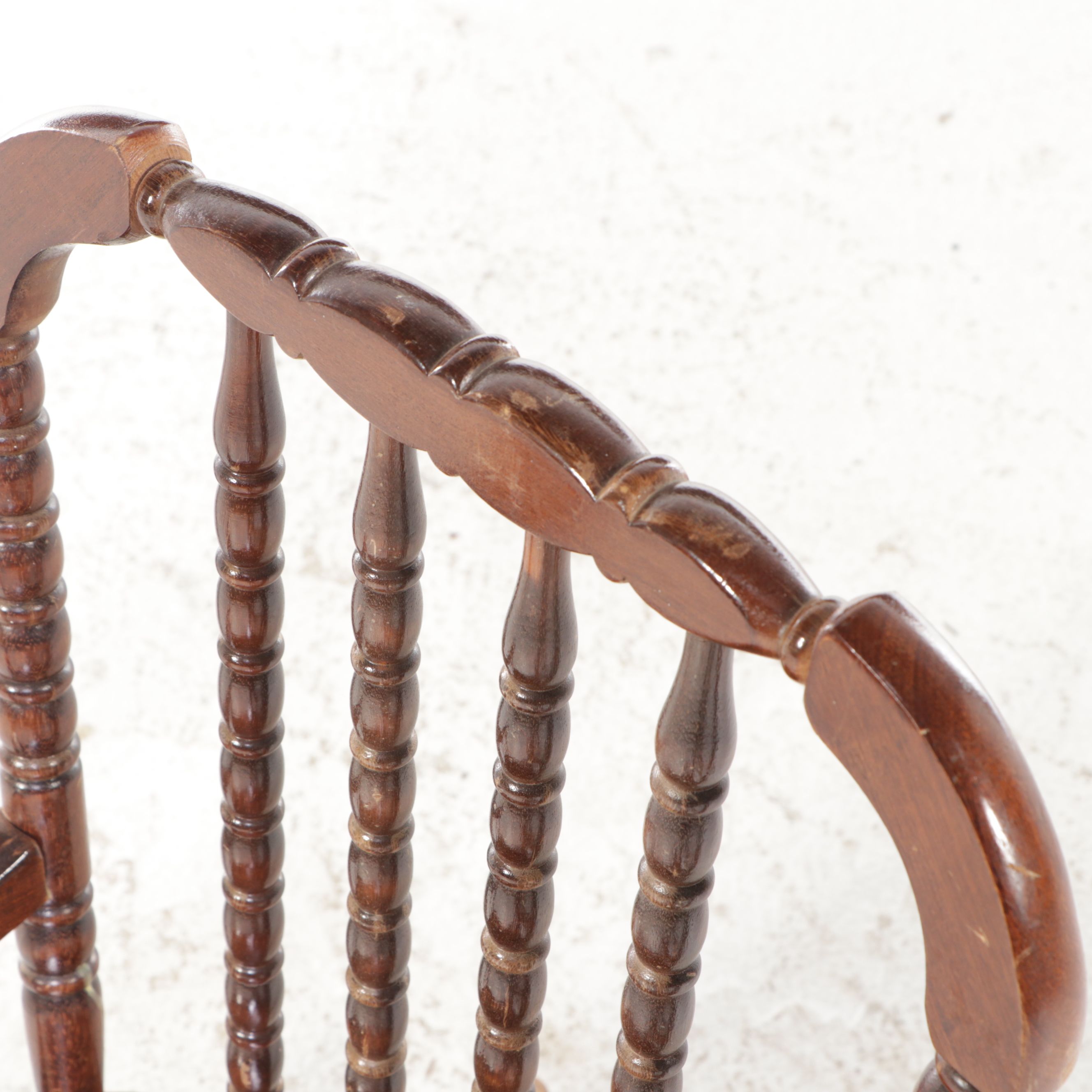 Collin's Co. Children's Size Bobbin Turned Walnut Rocking Chair