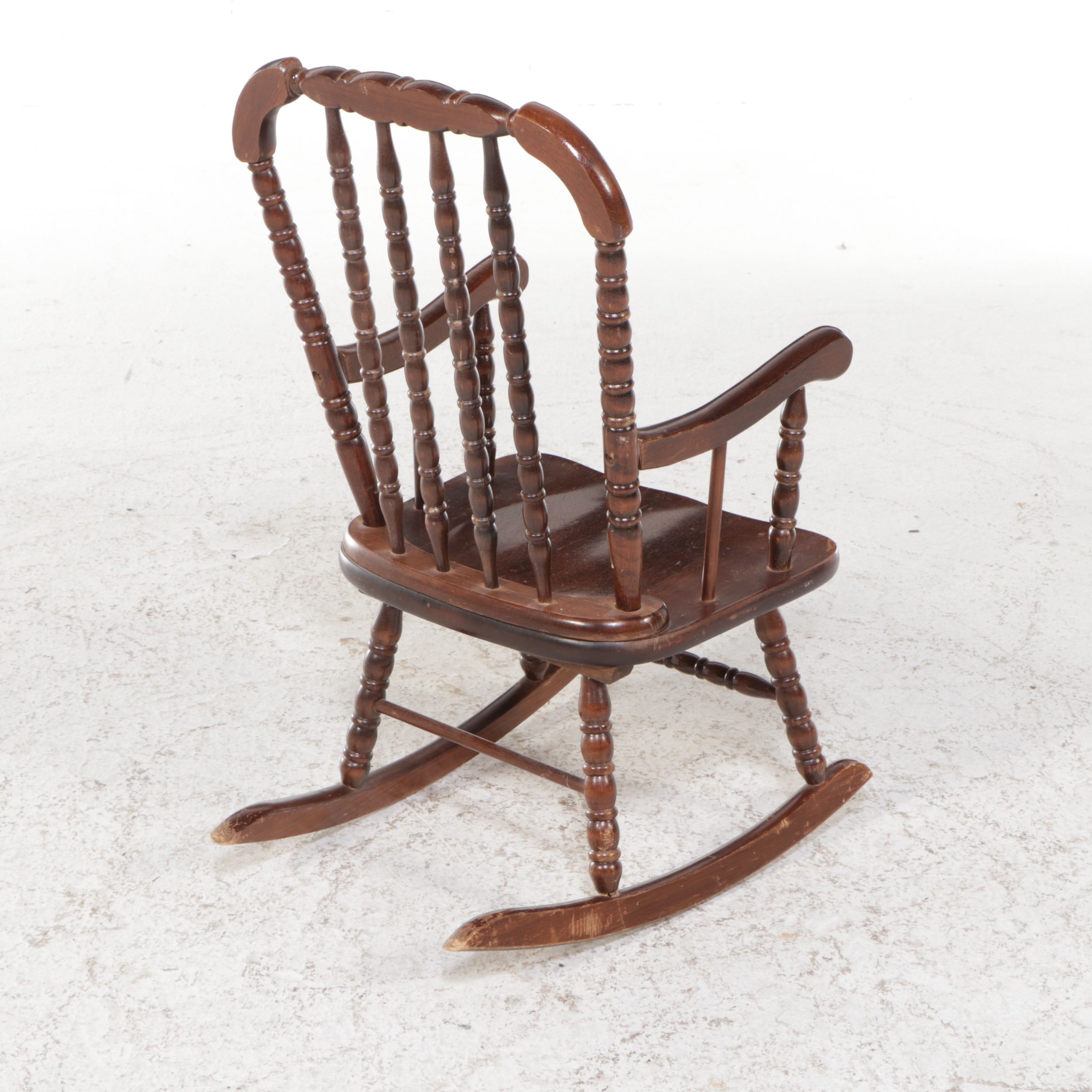 Collin's Co. Children's Size Bobbin Turned Walnut Rocking Chair