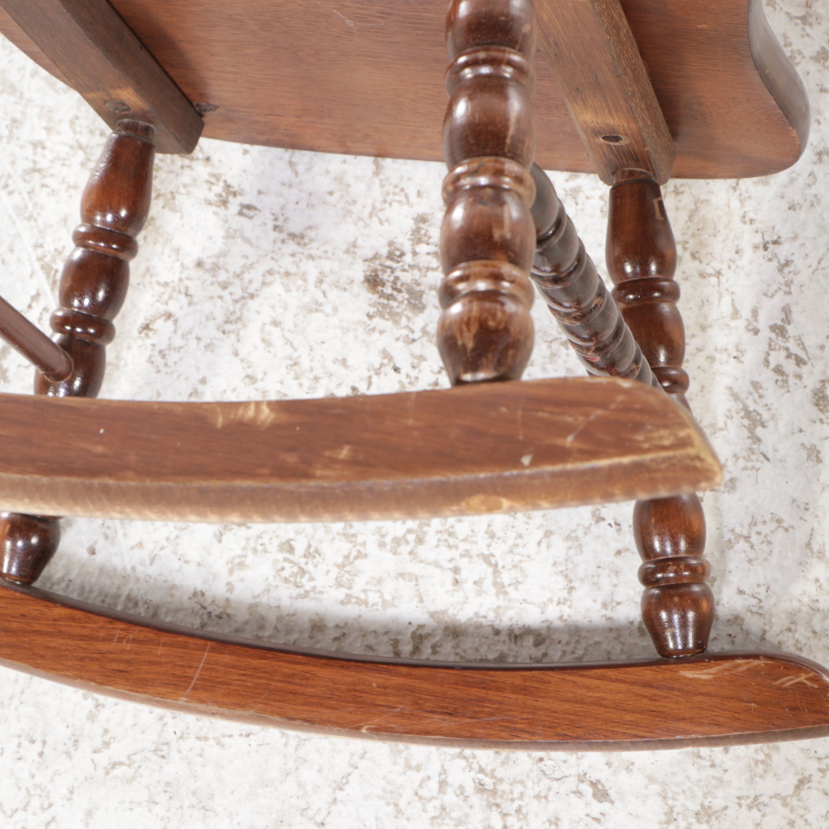 Collin's Co. Children's Size Bobbin Turned Walnut Rocking Chair