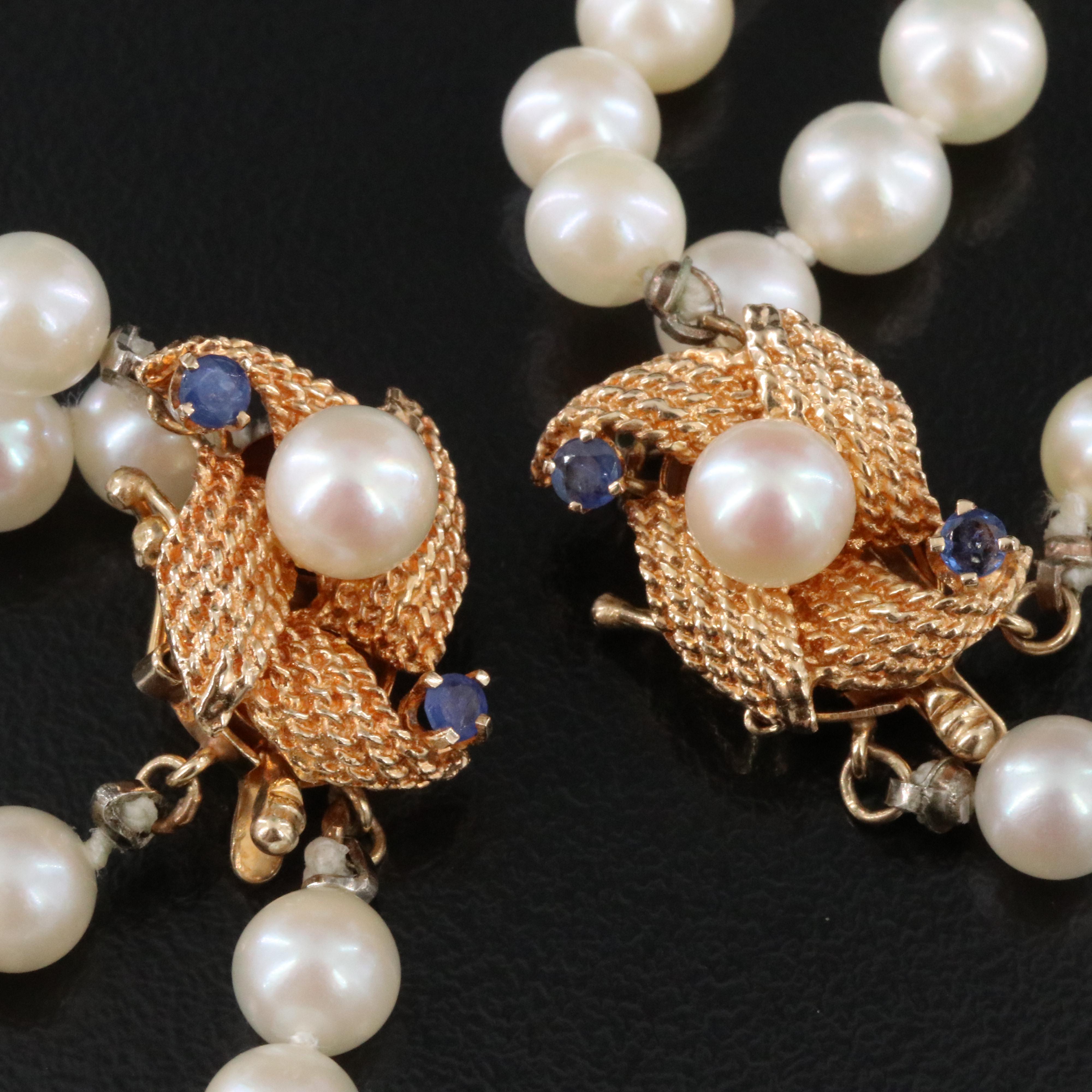 Vintage 14K Pearl and Sapphire Bracelet and Necklace