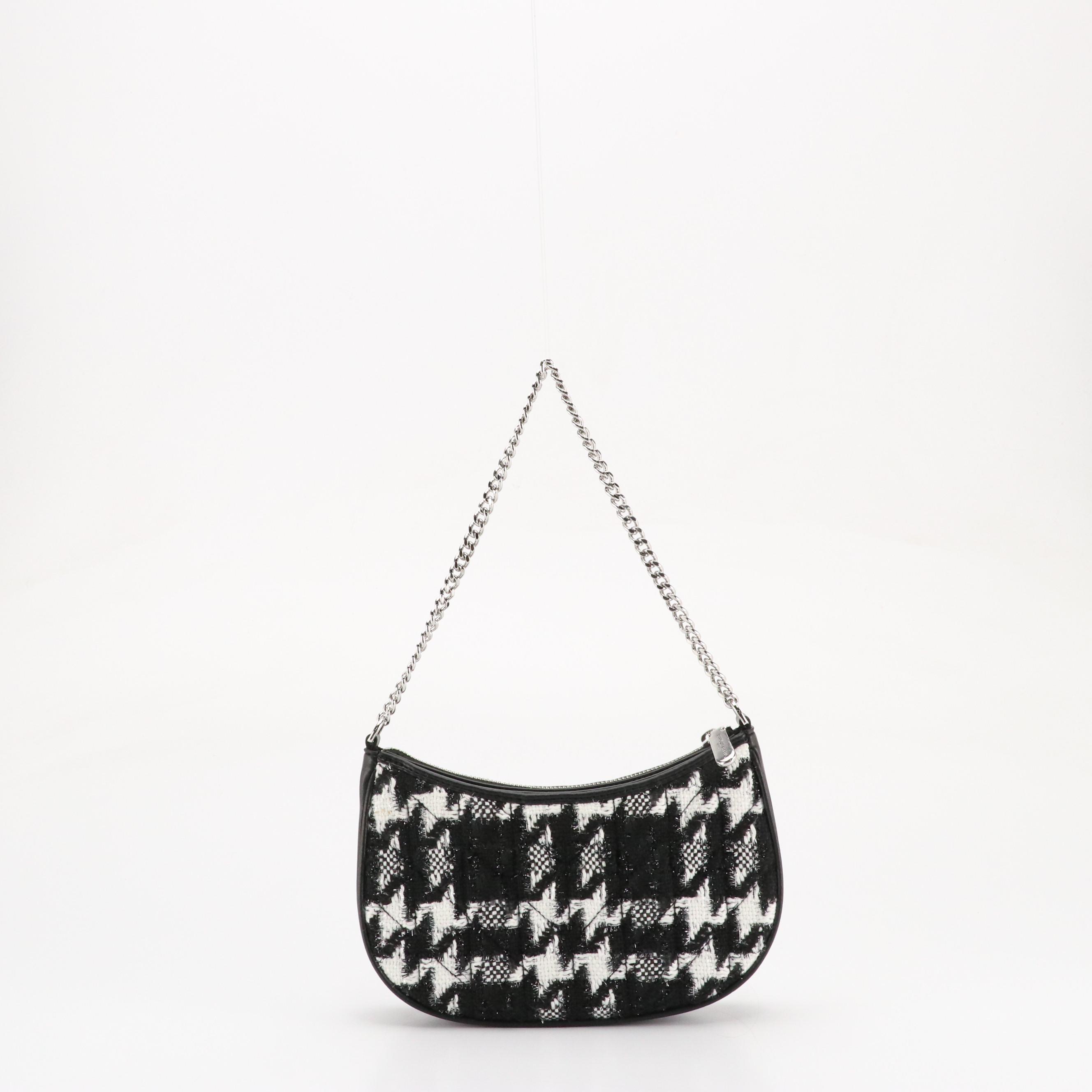 Karl Lagerfeld Paris Embellished Plaid Tweed Lafayette Chain-Link Two-Way Bag