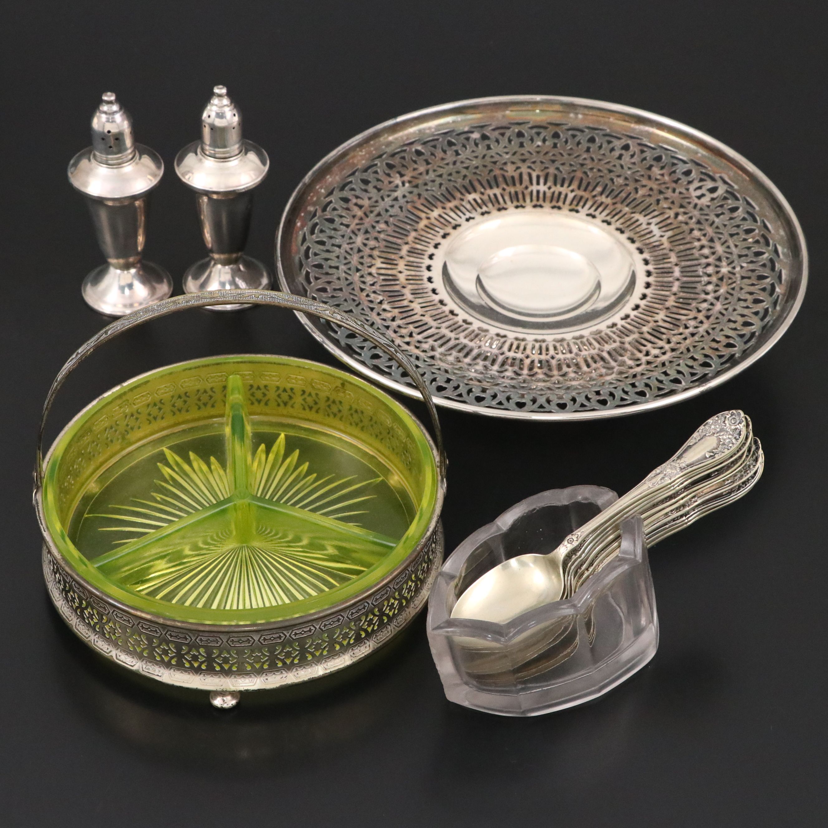 Hemill Tazza with Other Art Deco Style Relish Dish and Other Tableware