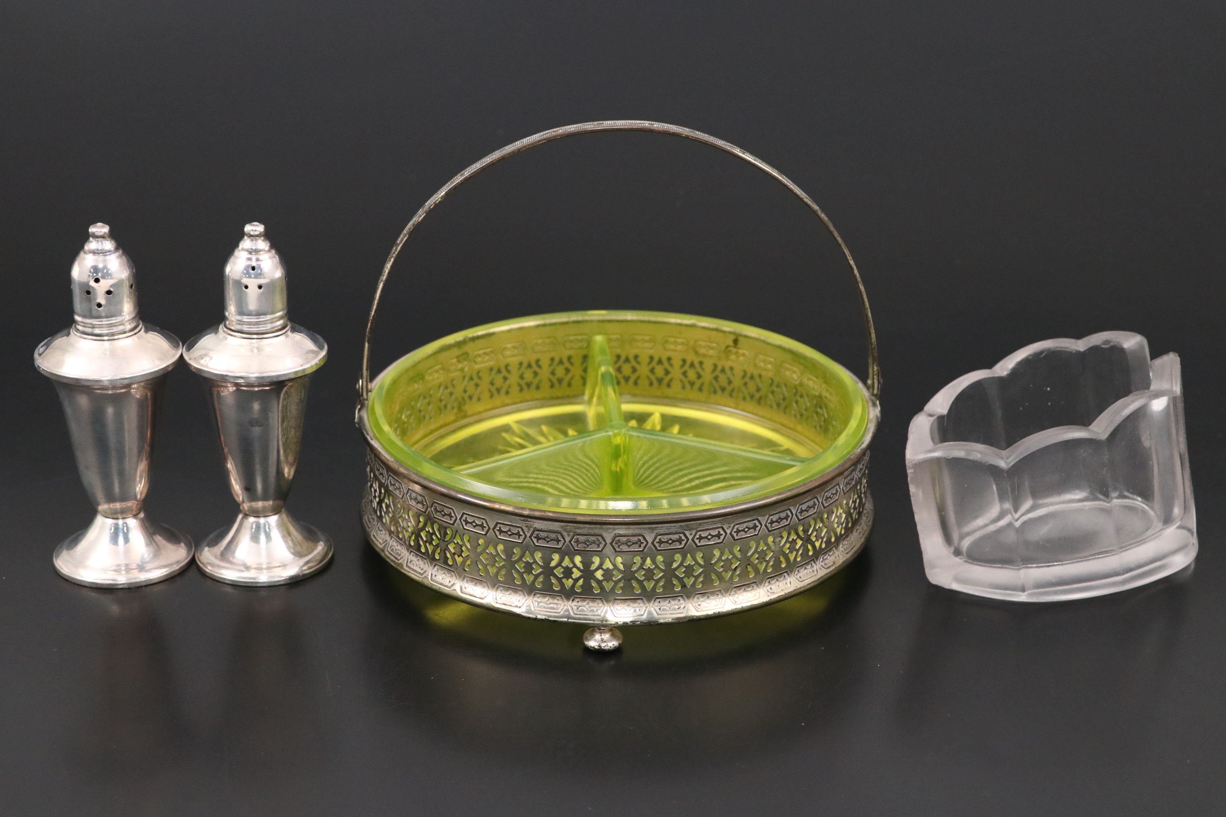 Hemill Tazza with Other Art Deco Style Relish Dish and Other Tableware