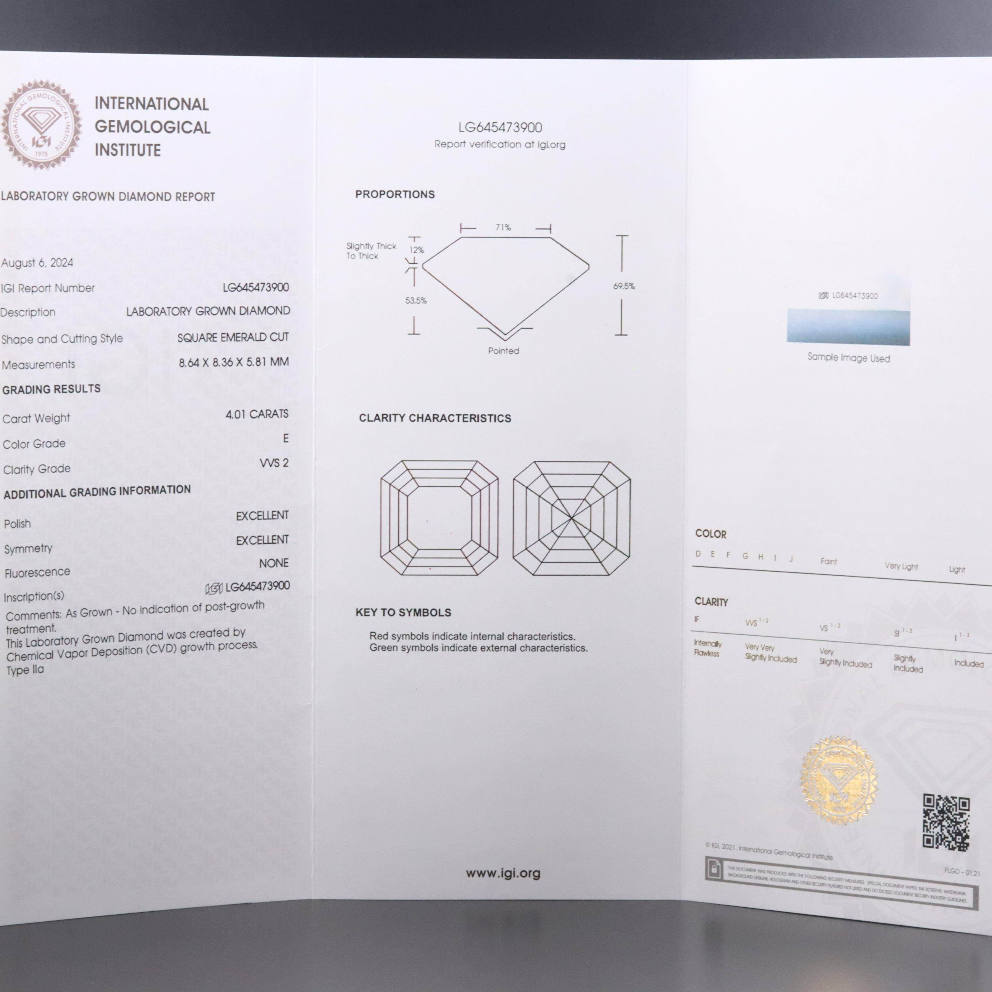 Platinum 4.89 CTW Lab Grown Diamond Ring with IGI Report