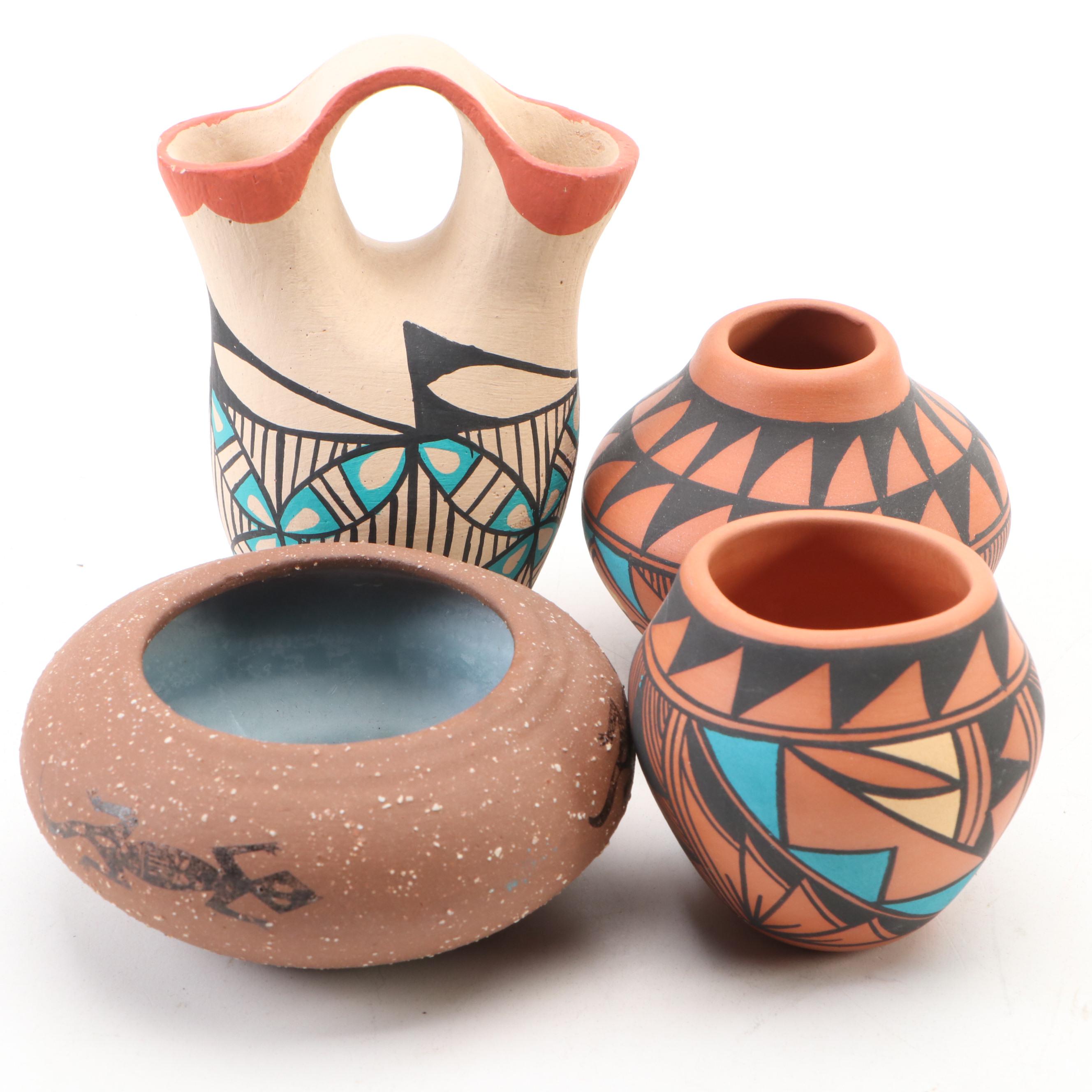Artisan Signed Laguna & Jemez Pueblos Ollas, Wedding Vase and More Pottery