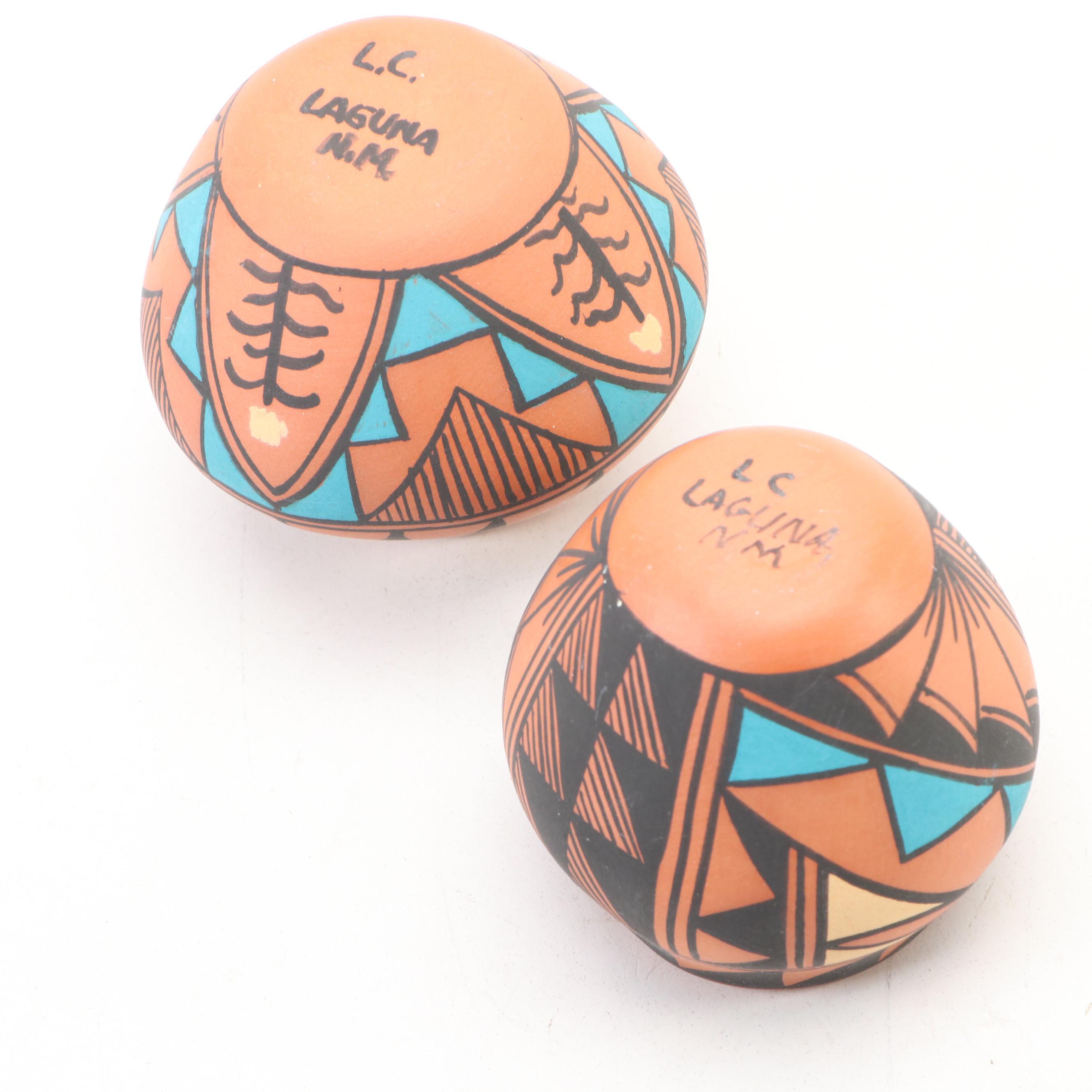 Artisan Signed Laguna & Jemez Pueblos Ollas, Wedding Vase and More Pottery