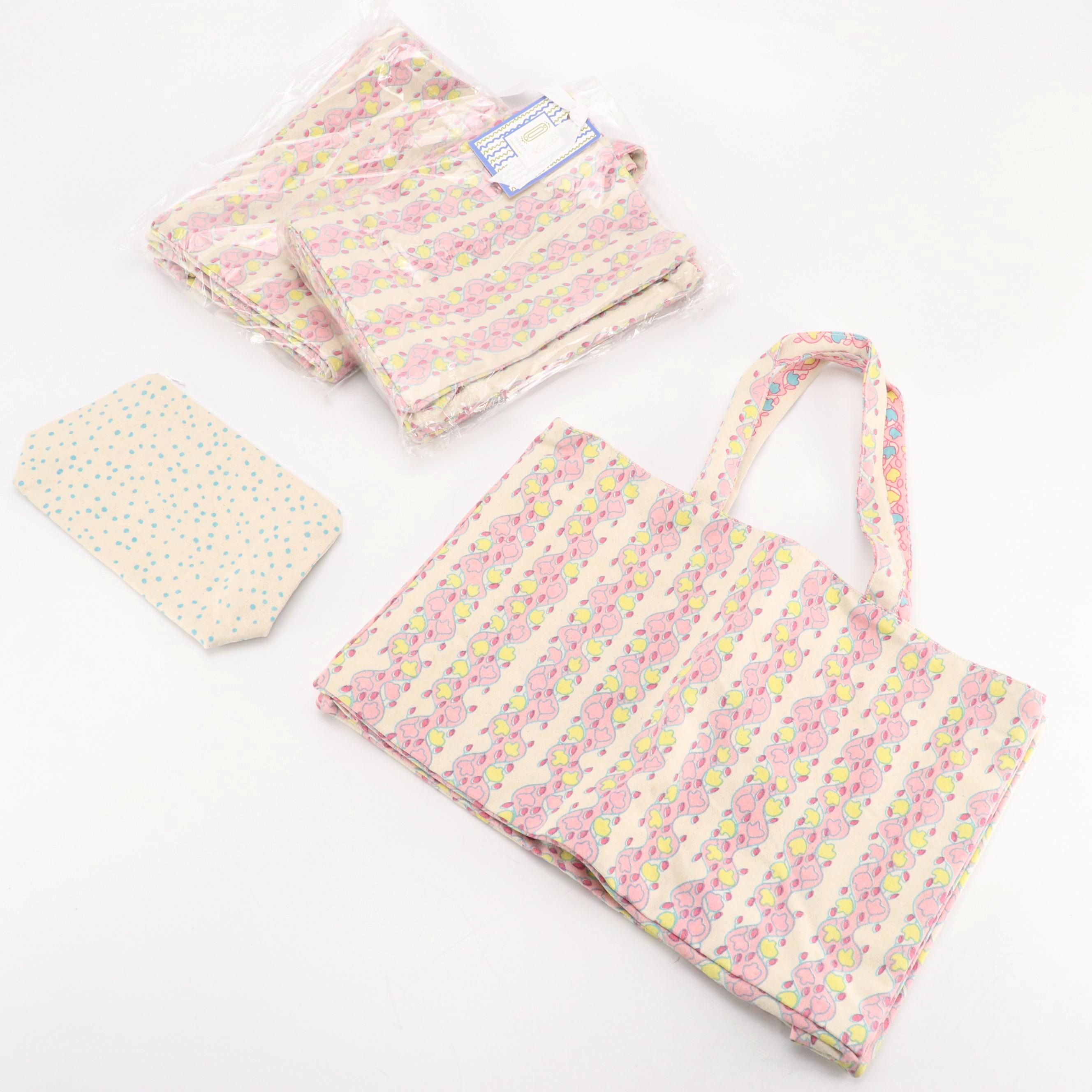 Olive Street Yellow and Pink Printed Totes