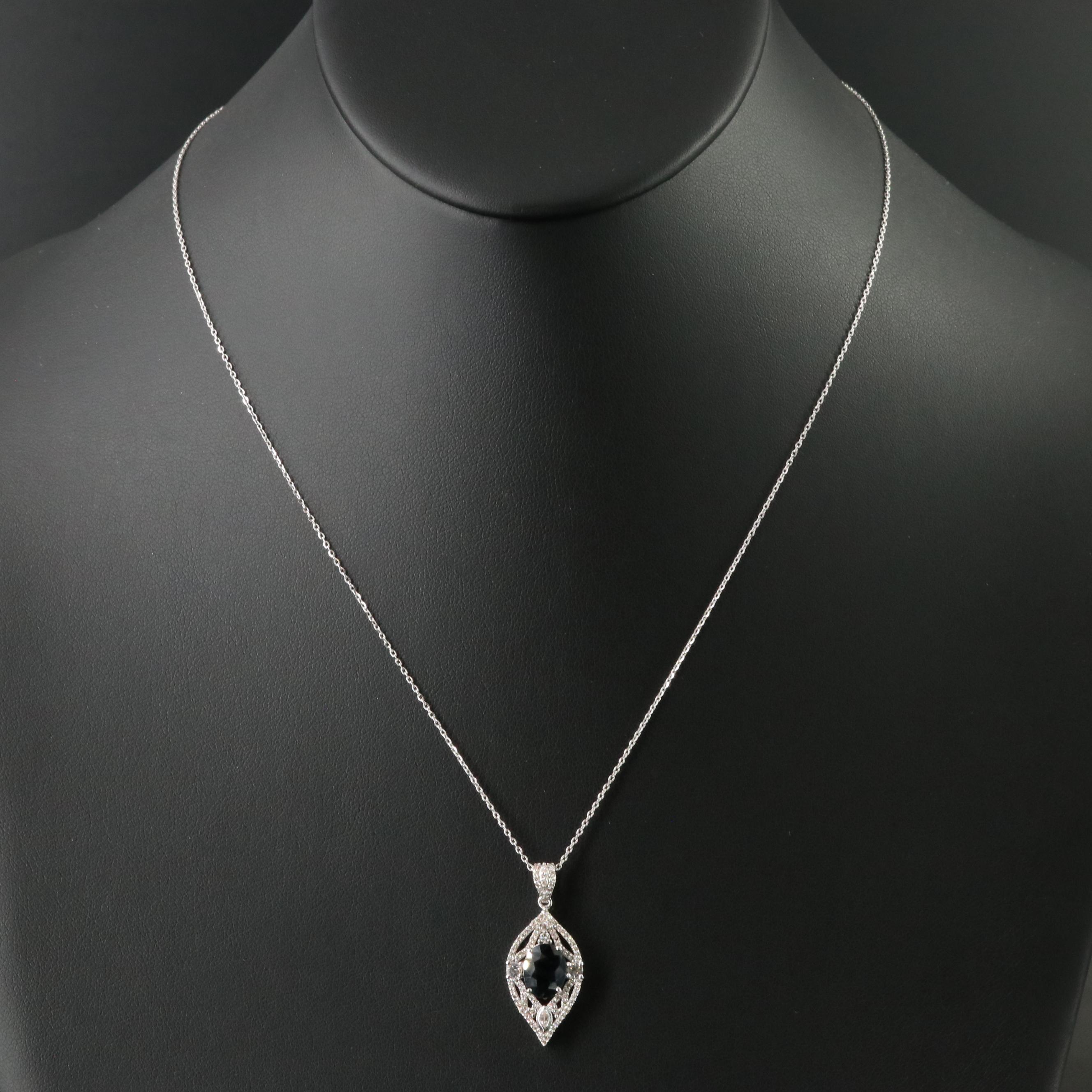 14K 1.87 CT Sapphire and White Sapphire Pendant Necklace with IGI Report