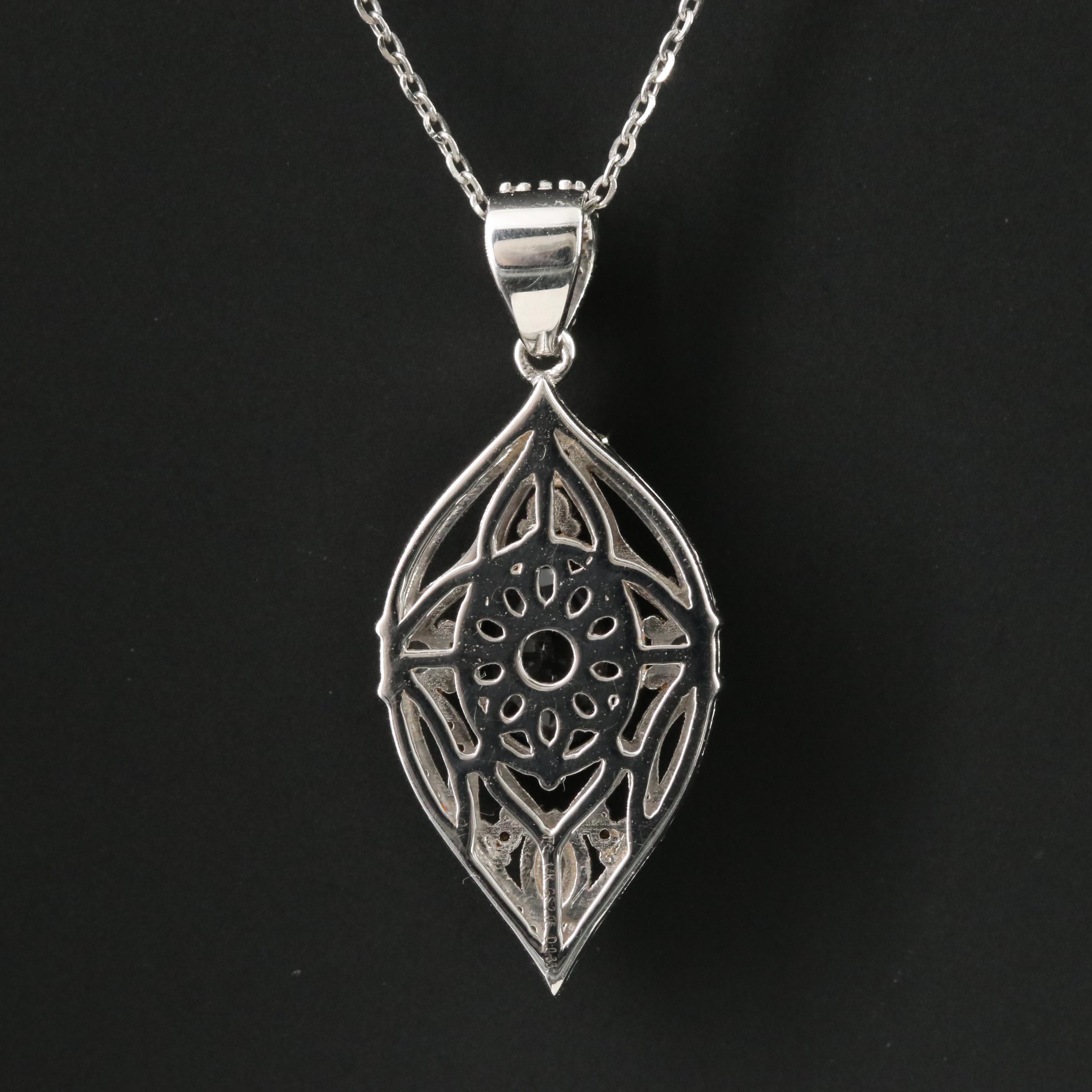 14K 1.87 CT Sapphire and White Sapphire Pendant Necklace with IGI Report