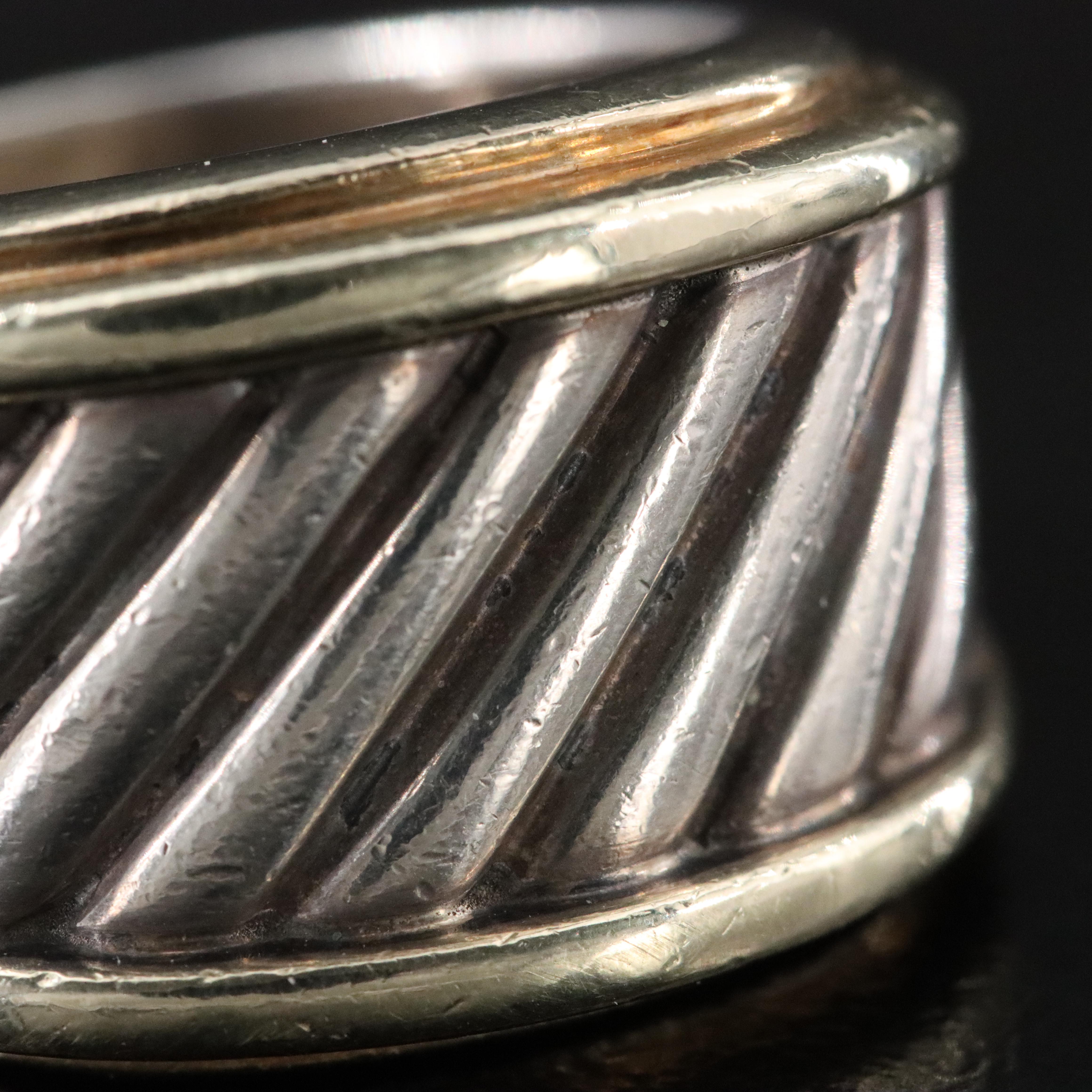 David Yurman Thoroughbred Sterling Cigar Band Ring with 14K Accents
