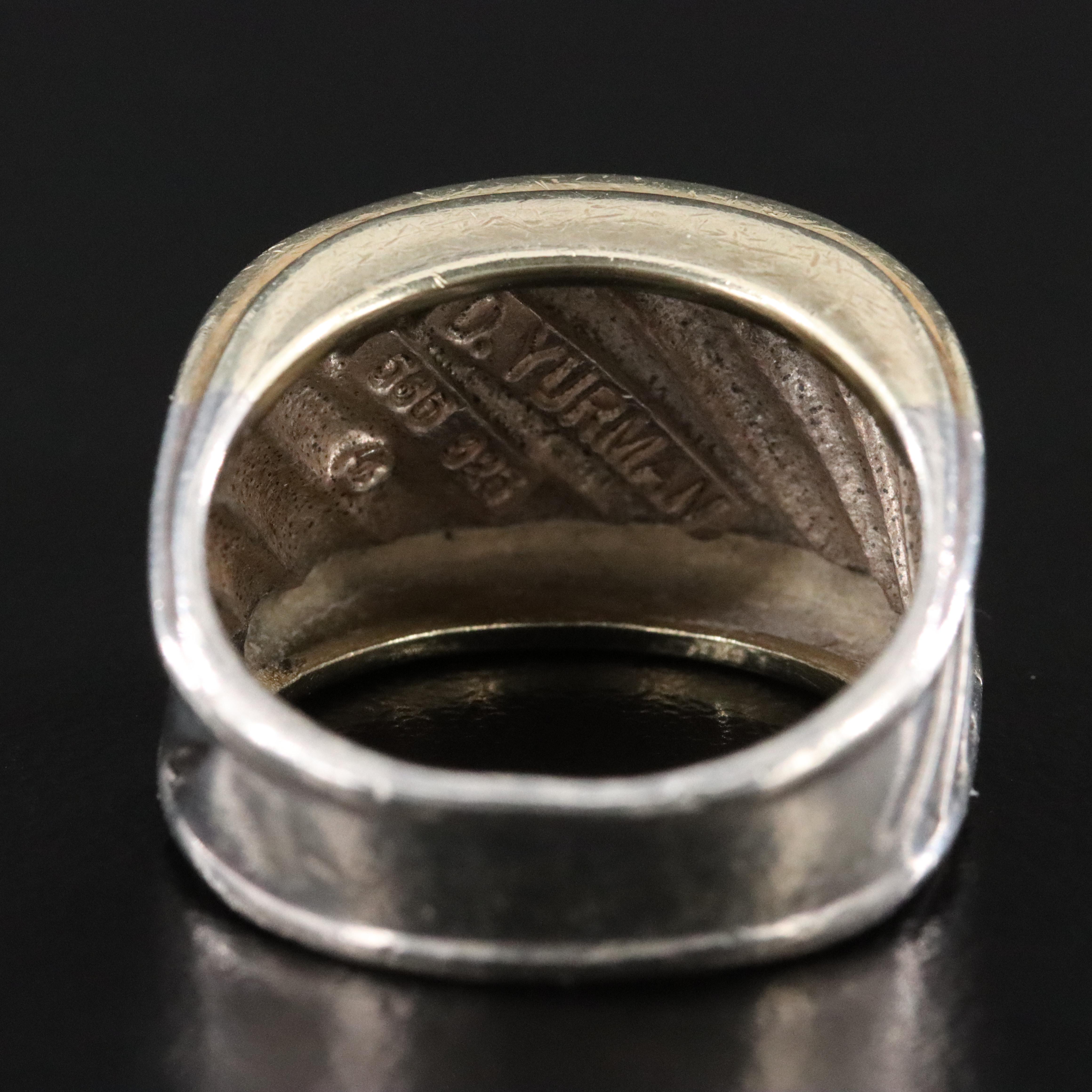 David Yurman Thoroughbred Sterling Cigar Band Ring with 14K Accents
