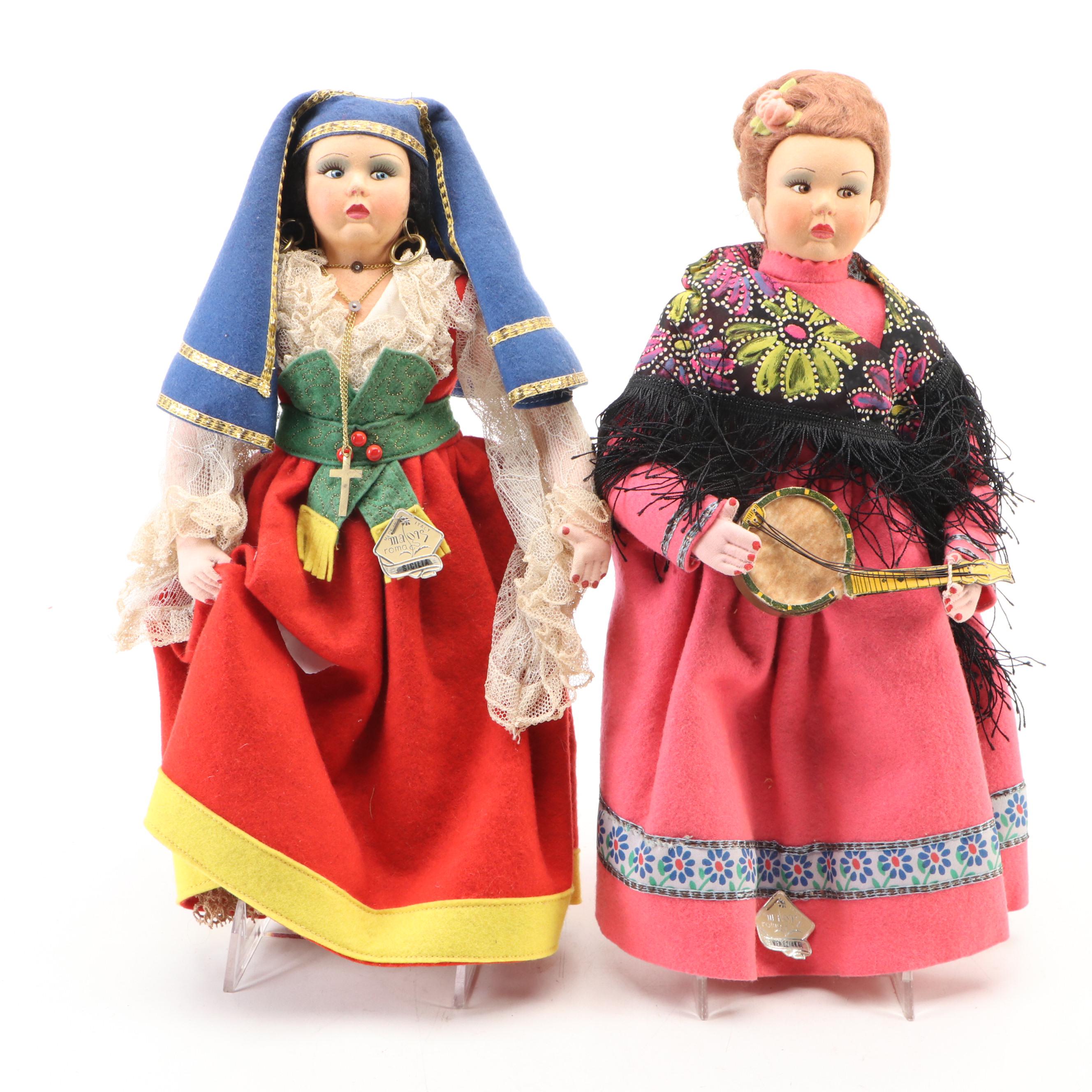 Magis Roma Italian Felt Dolls in Traditional Sicilian and Venetian Clothing