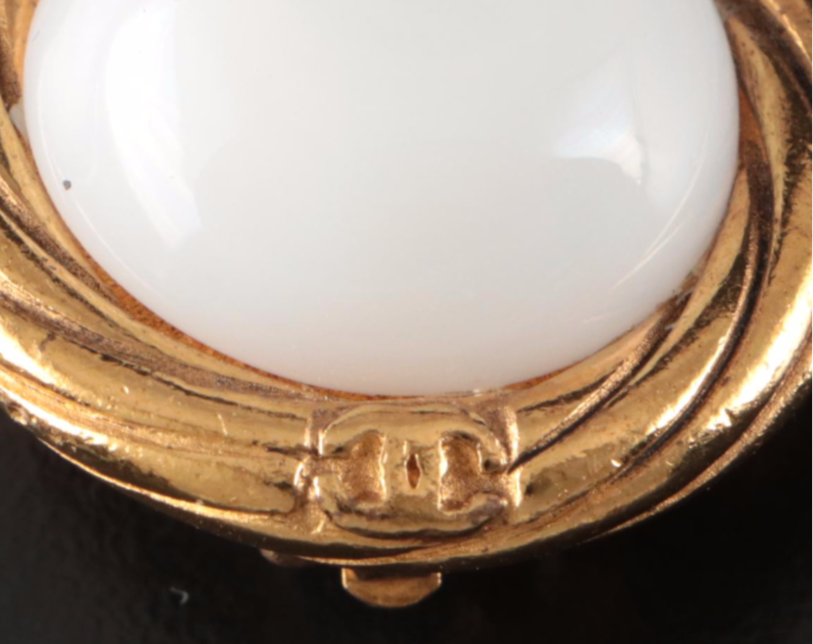 Chanel Imitation Pearl Round Earrings