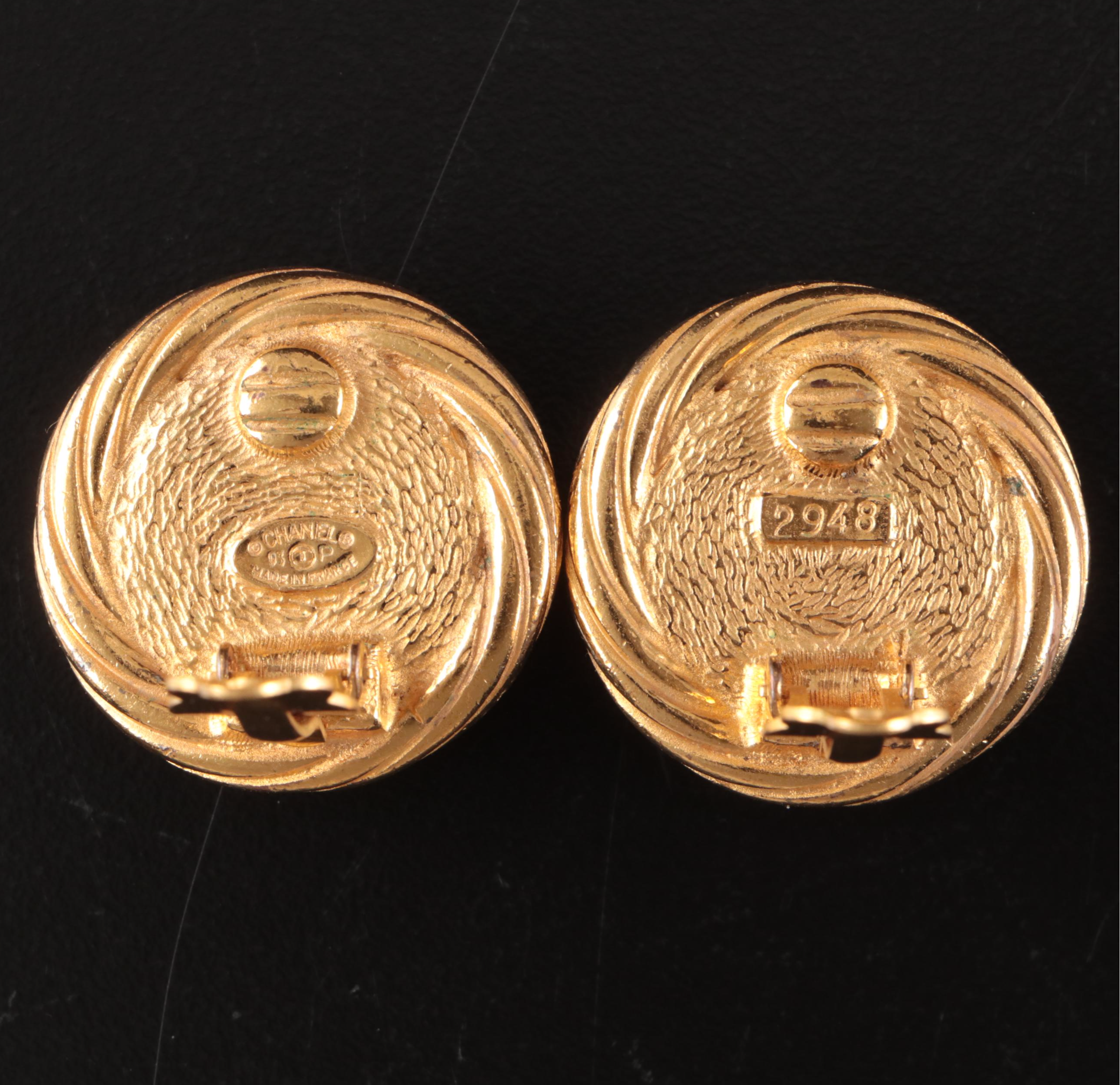 Chanel Imitation Pearl Round Earrings