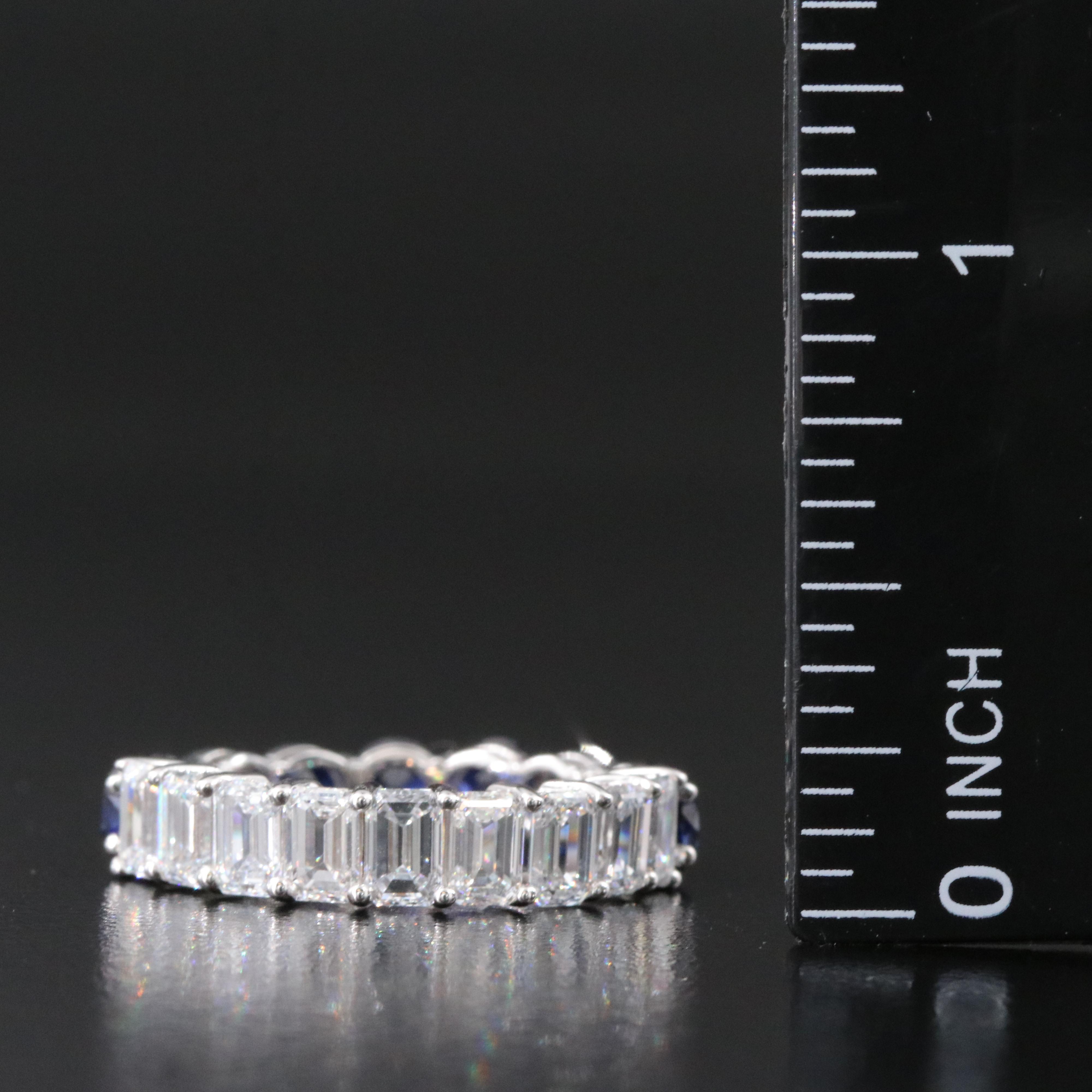 14K 2.65 CTW Lab Grown Diamond and Sapphire Eternity Band