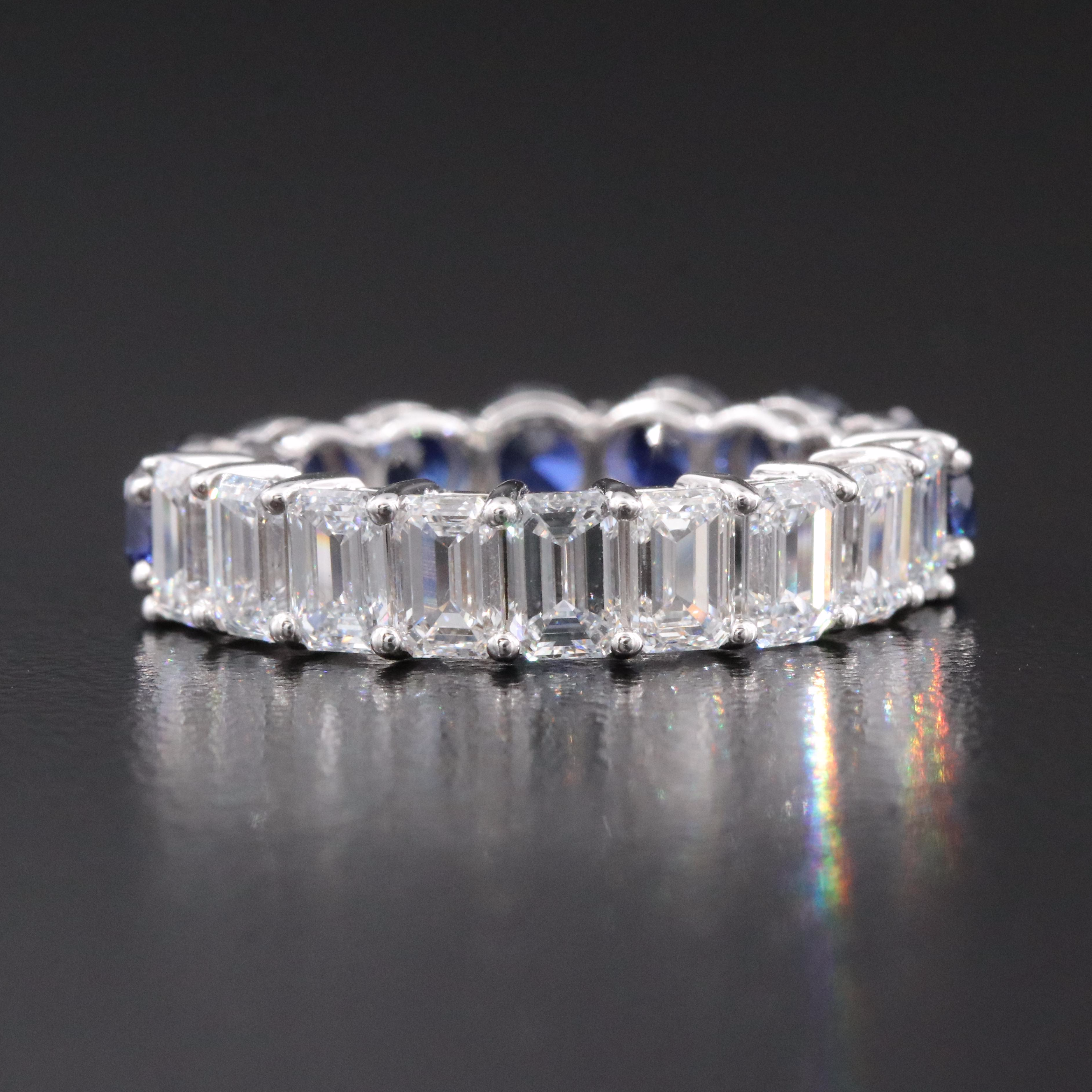 14K 2.65 CTW Lab Grown Diamond and Sapphire Eternity Band