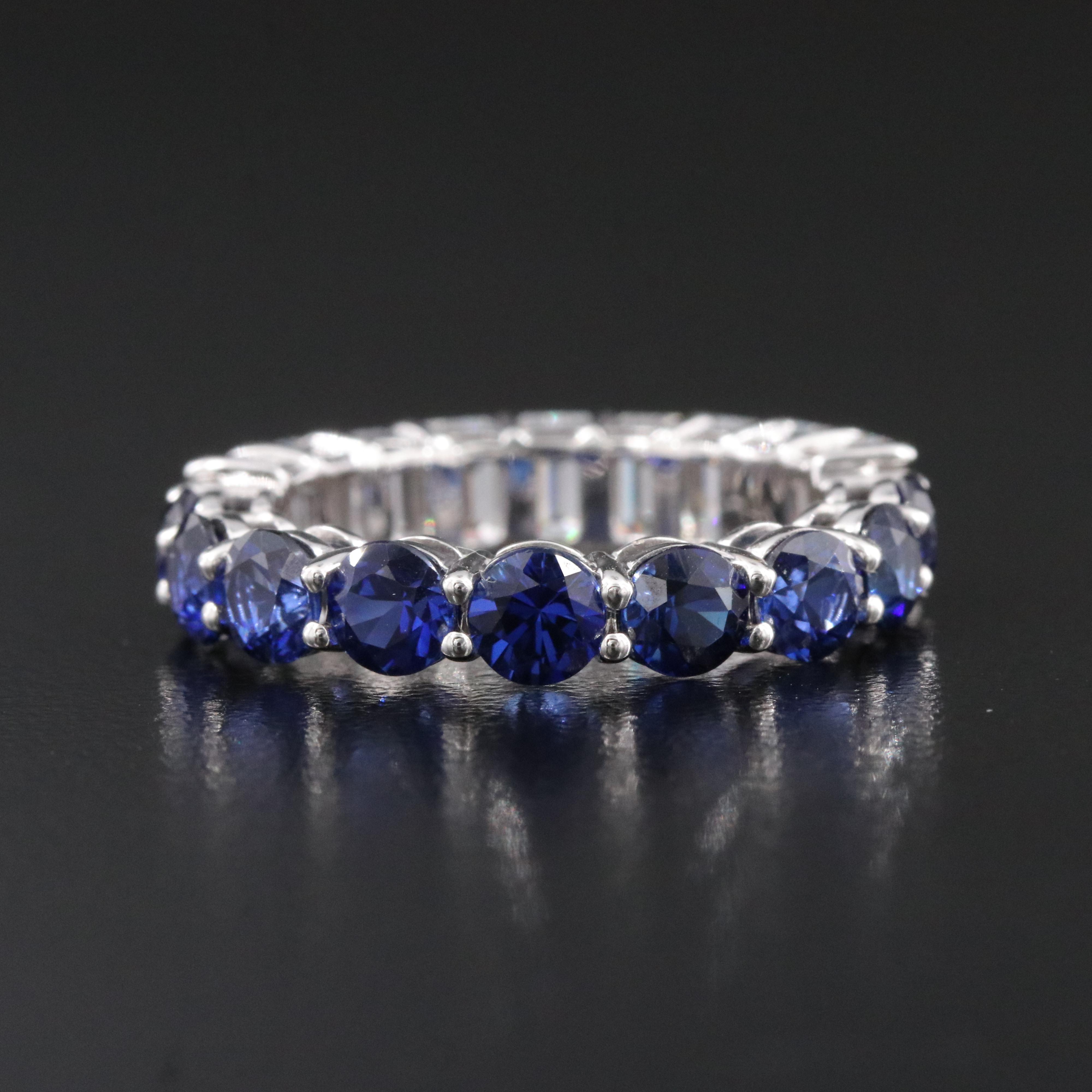 14K 2.65 CTW Lab Grown Diamond and Sapphire Eternity Band