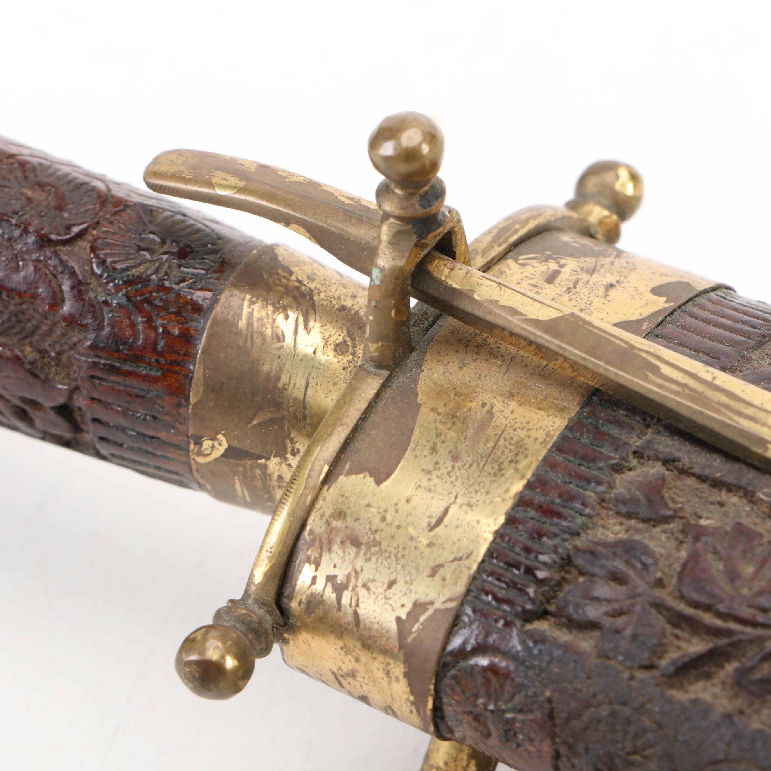 Indian Dual Sided Carved Wood Sheathed Carving Set, Mid to Late 20th Century