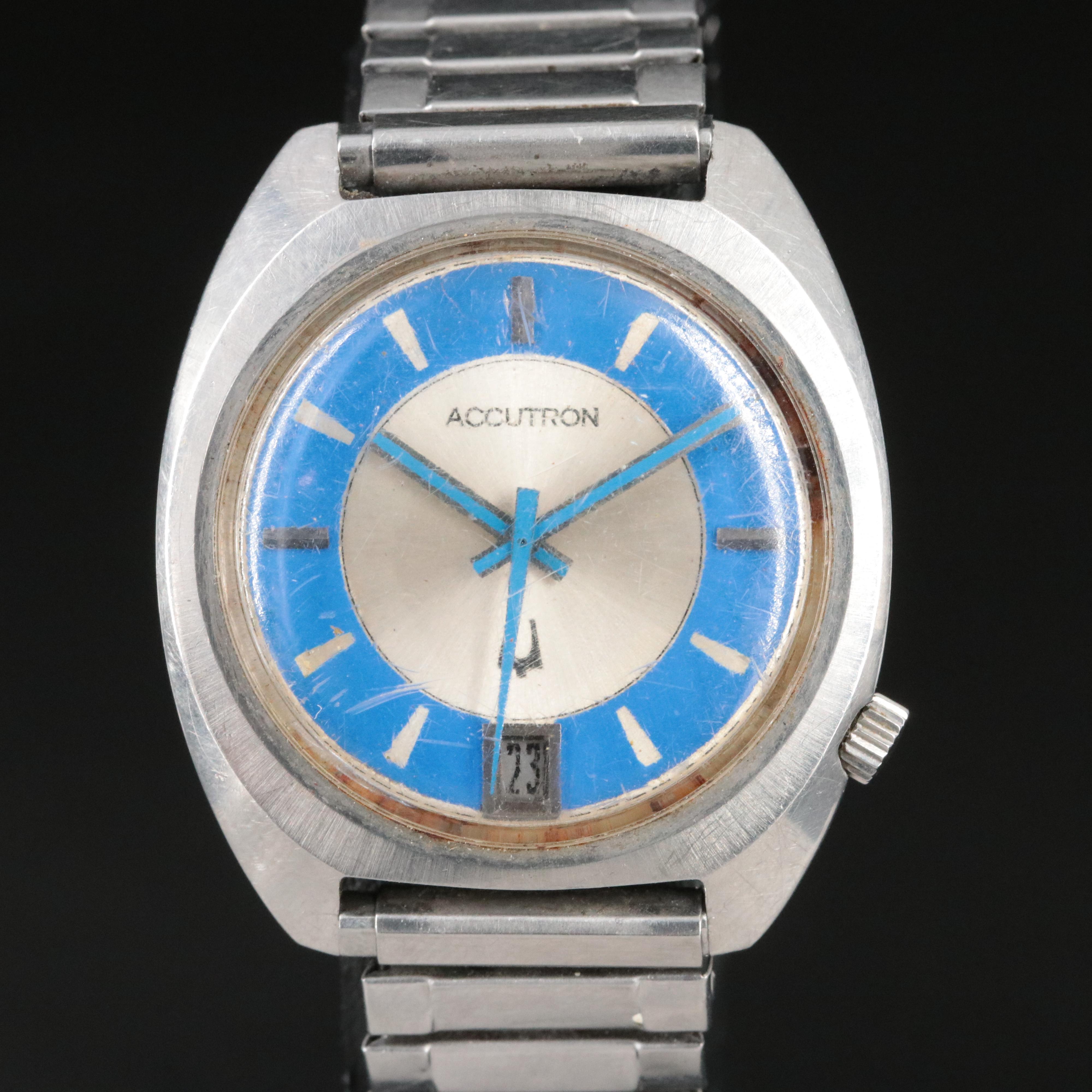 Accutron by Bulova Stainless Steel Date Watch