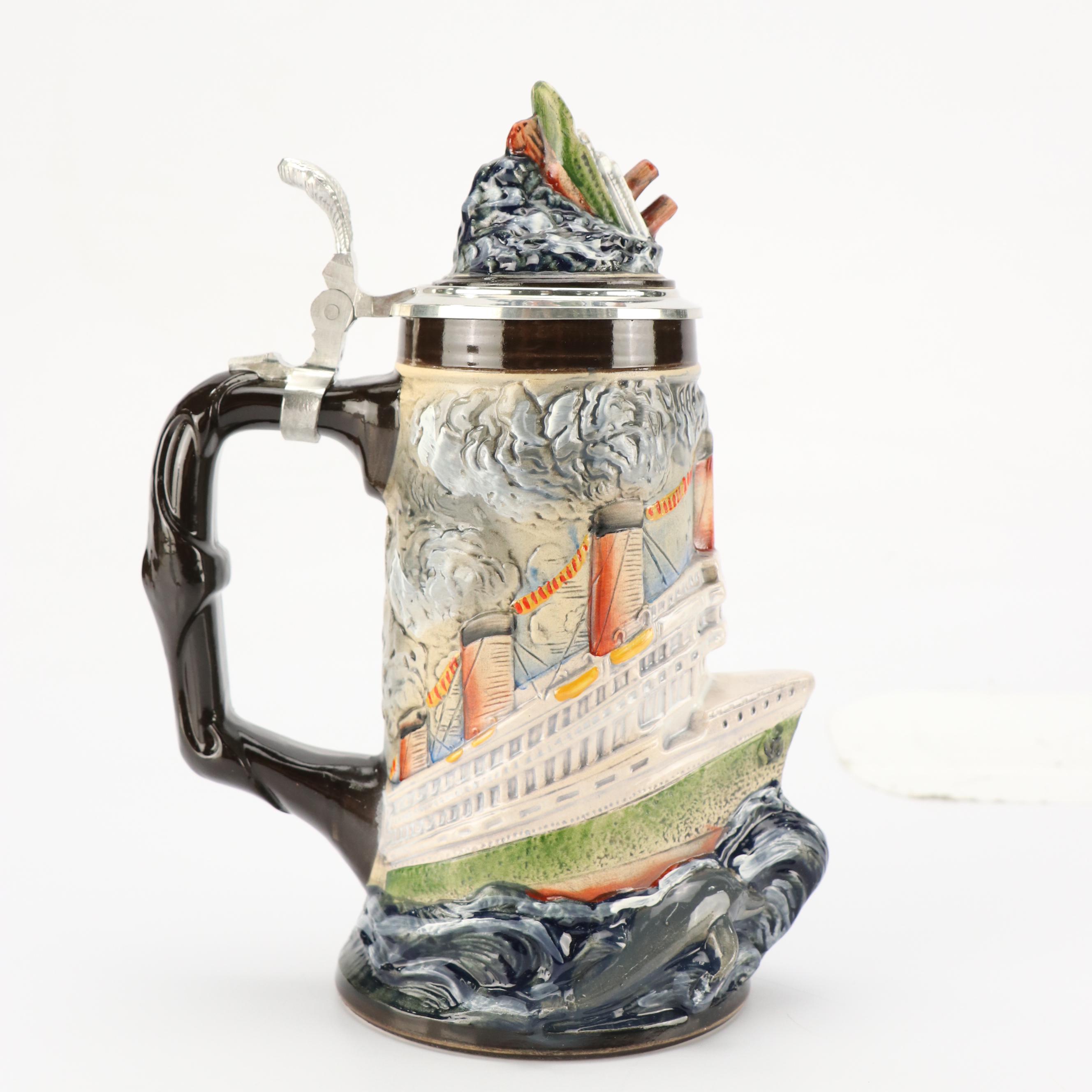 Ransbach-Baumbach German Beer Stein With Pewter Lid