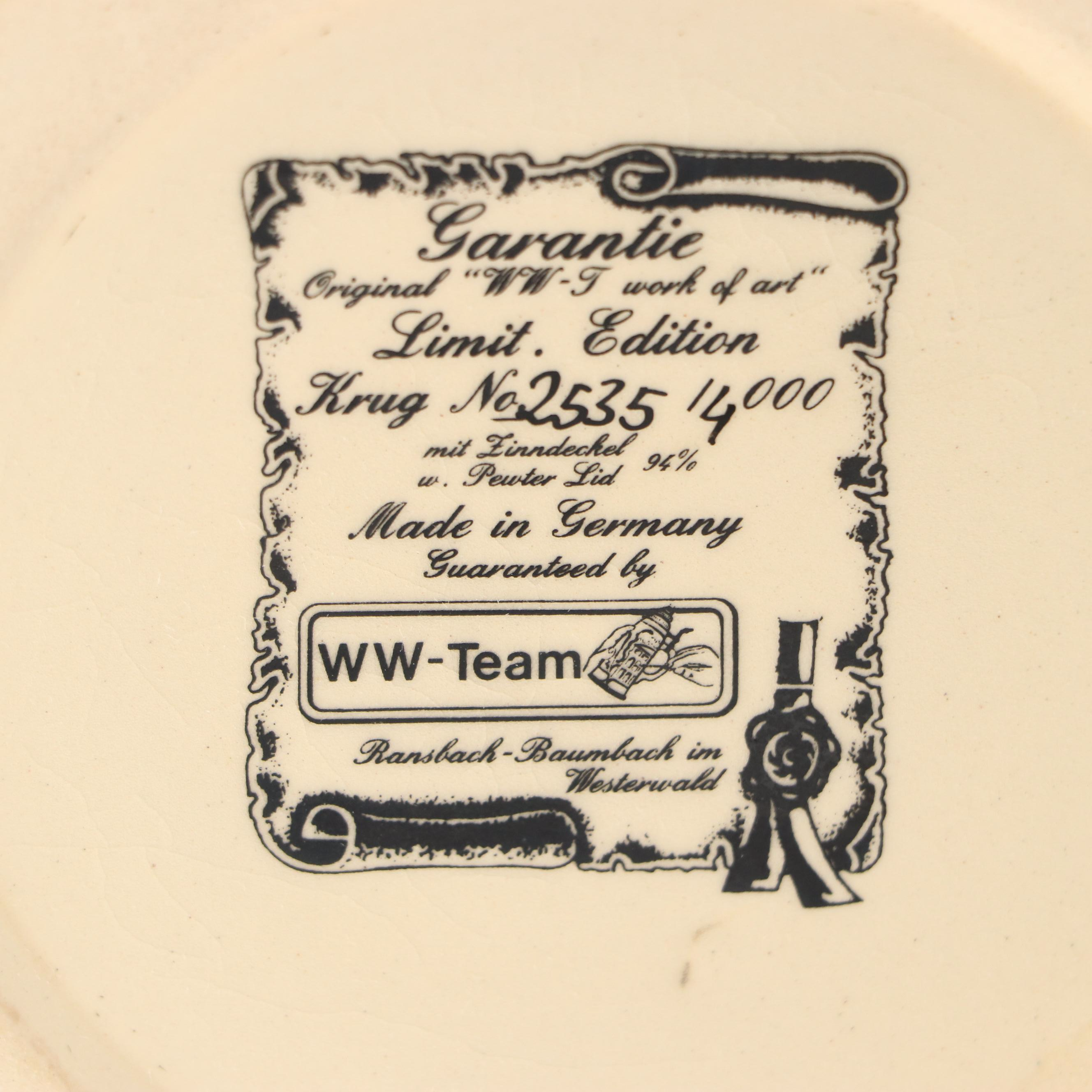 Ransbach-Baumbach German Beer Stein With Pewter Lid