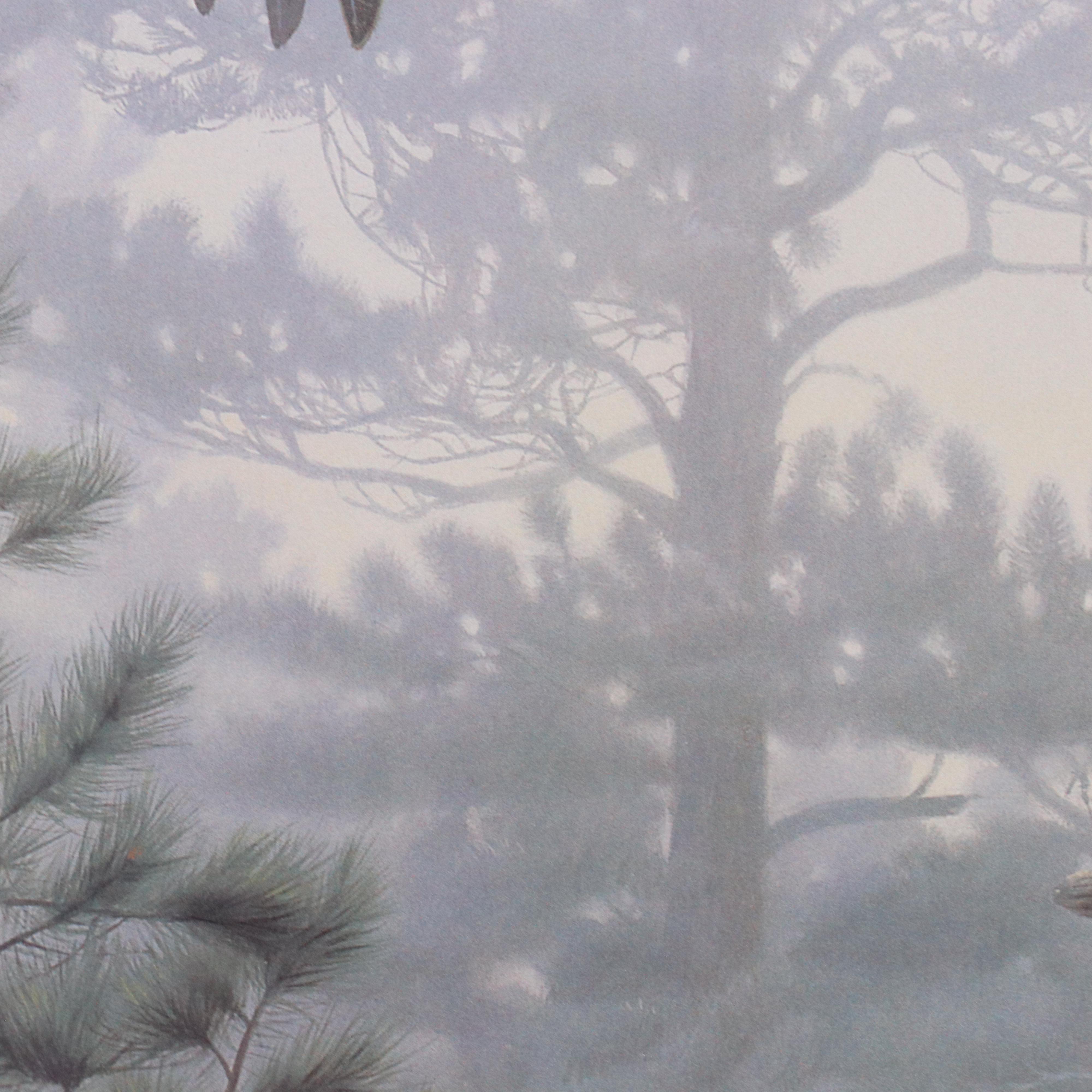 After Daniel Smith Offset Lithograph "Shrouded Forest - Bald Eagle"