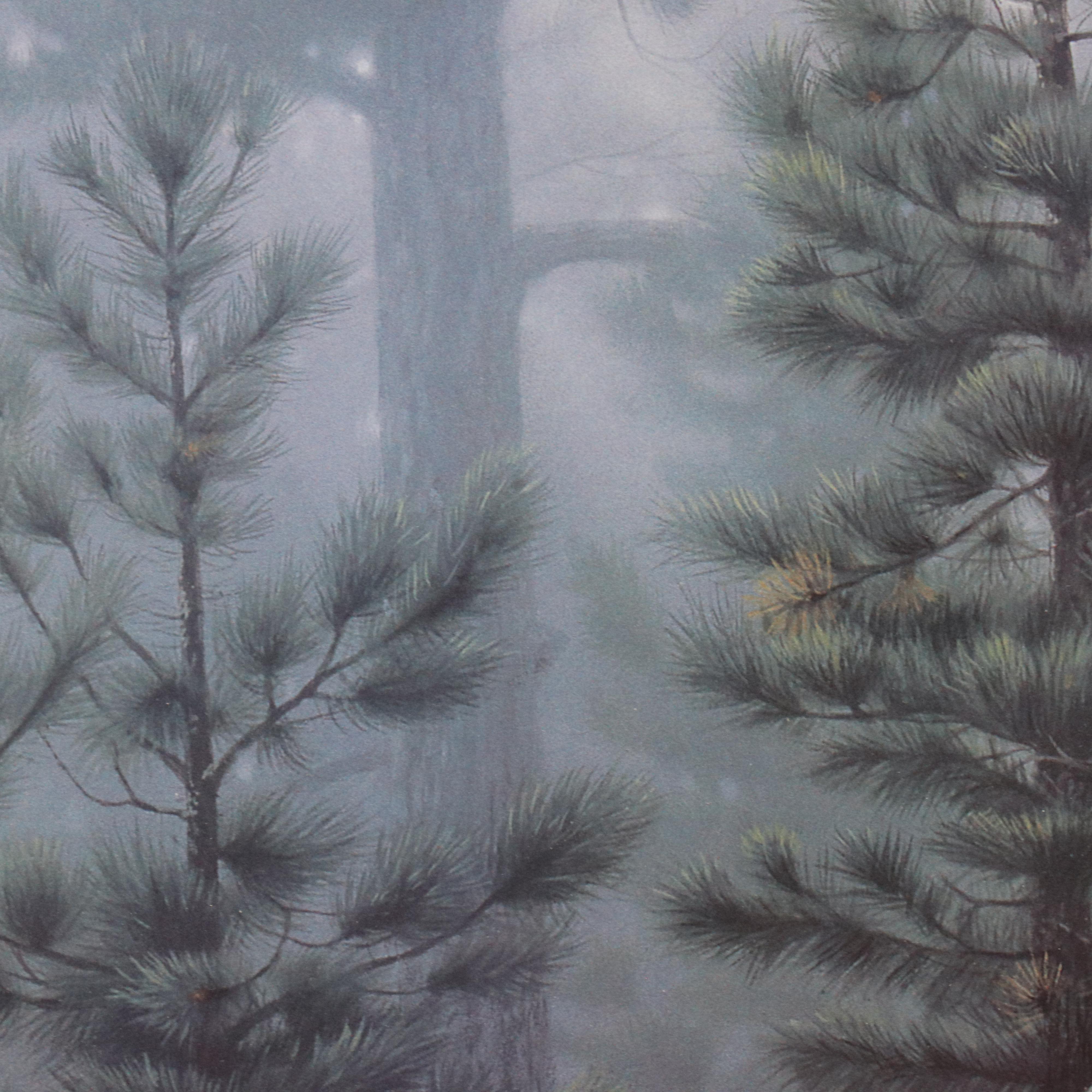 After Daniel Smith Offset Lithograph "Shrouded Forest - Bald Eagle"