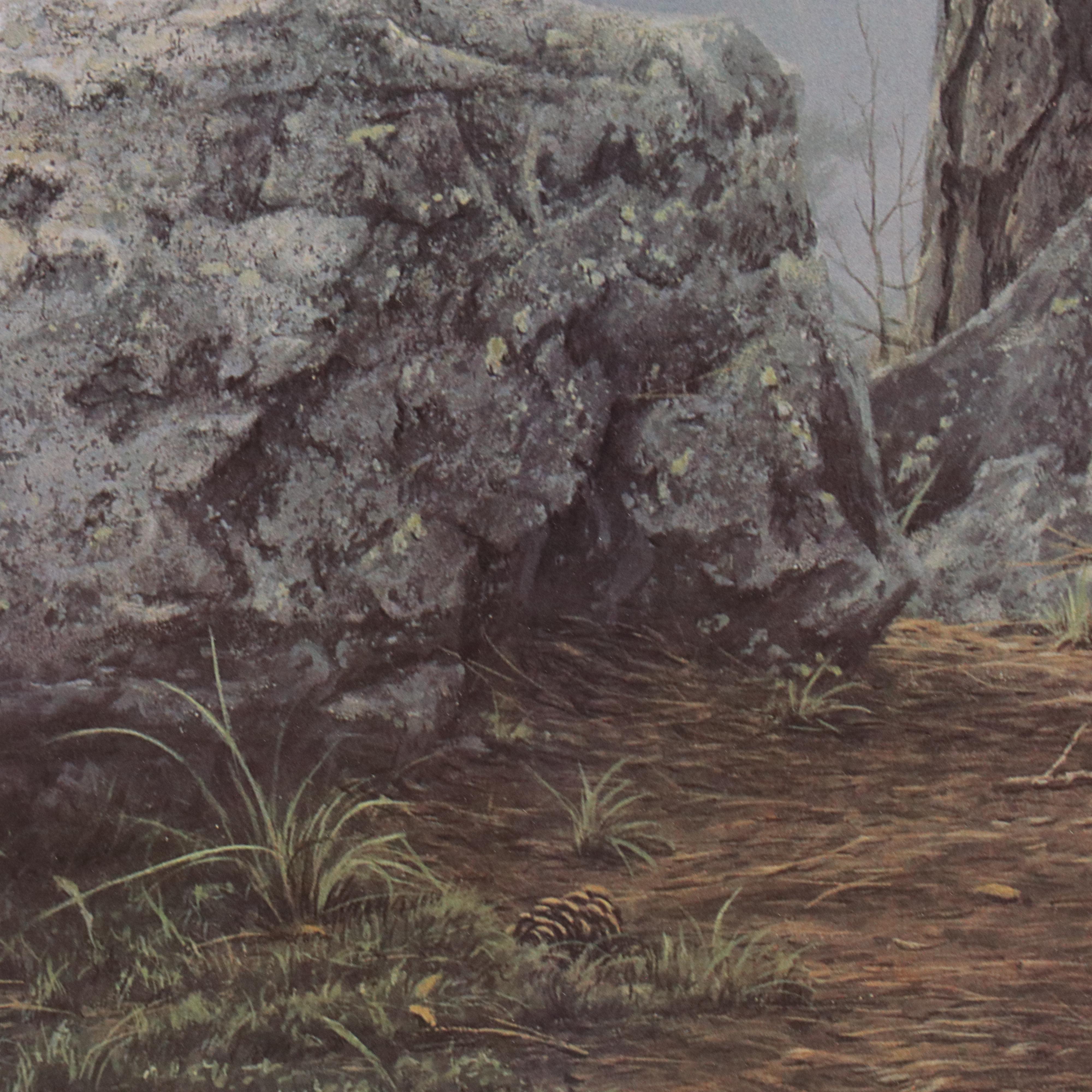 After Daniel Smith Offset Lithograph "Shrouded Forest - Bald Eagle"