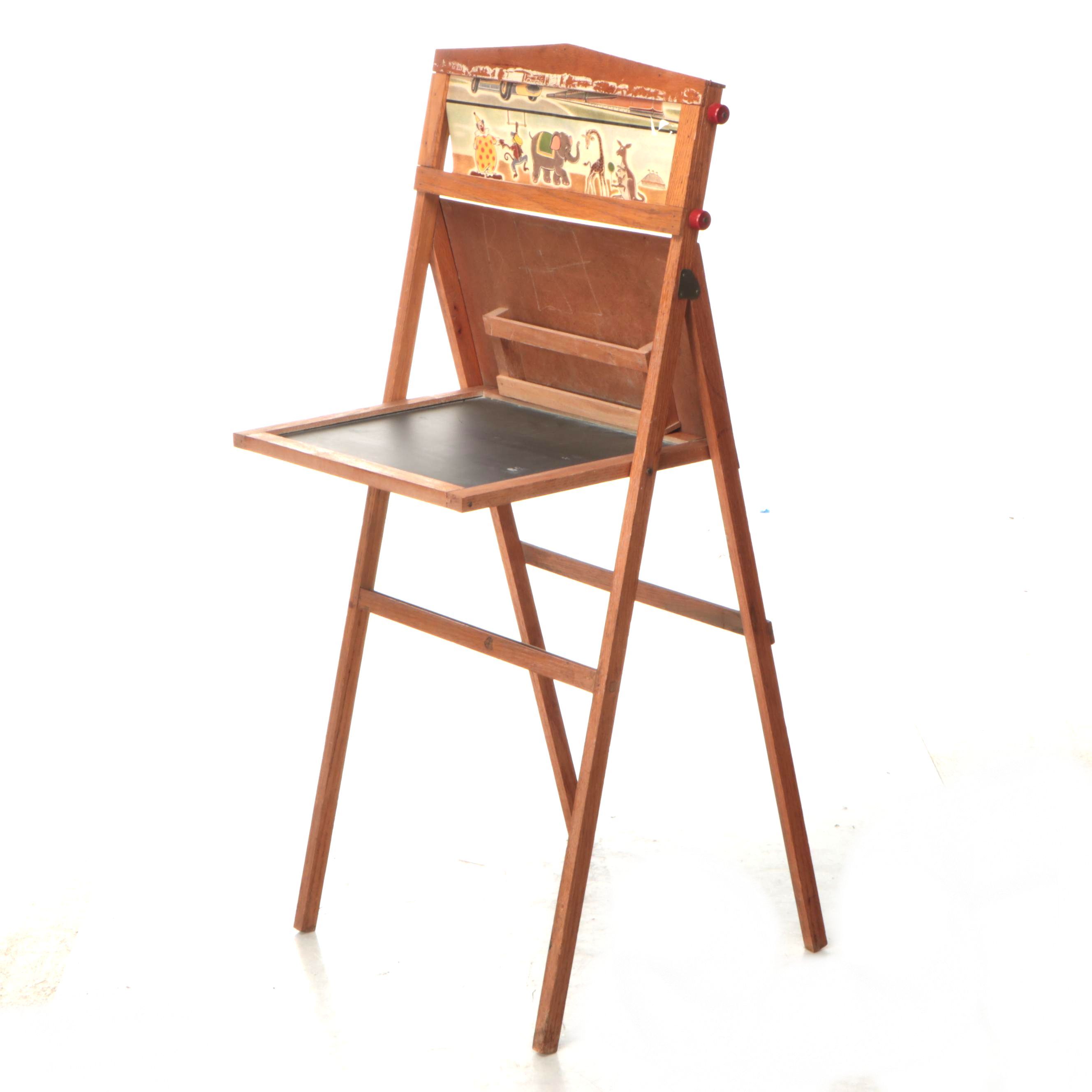 Child's Folding Chalkboard Easel Desk, Mid-20th Century