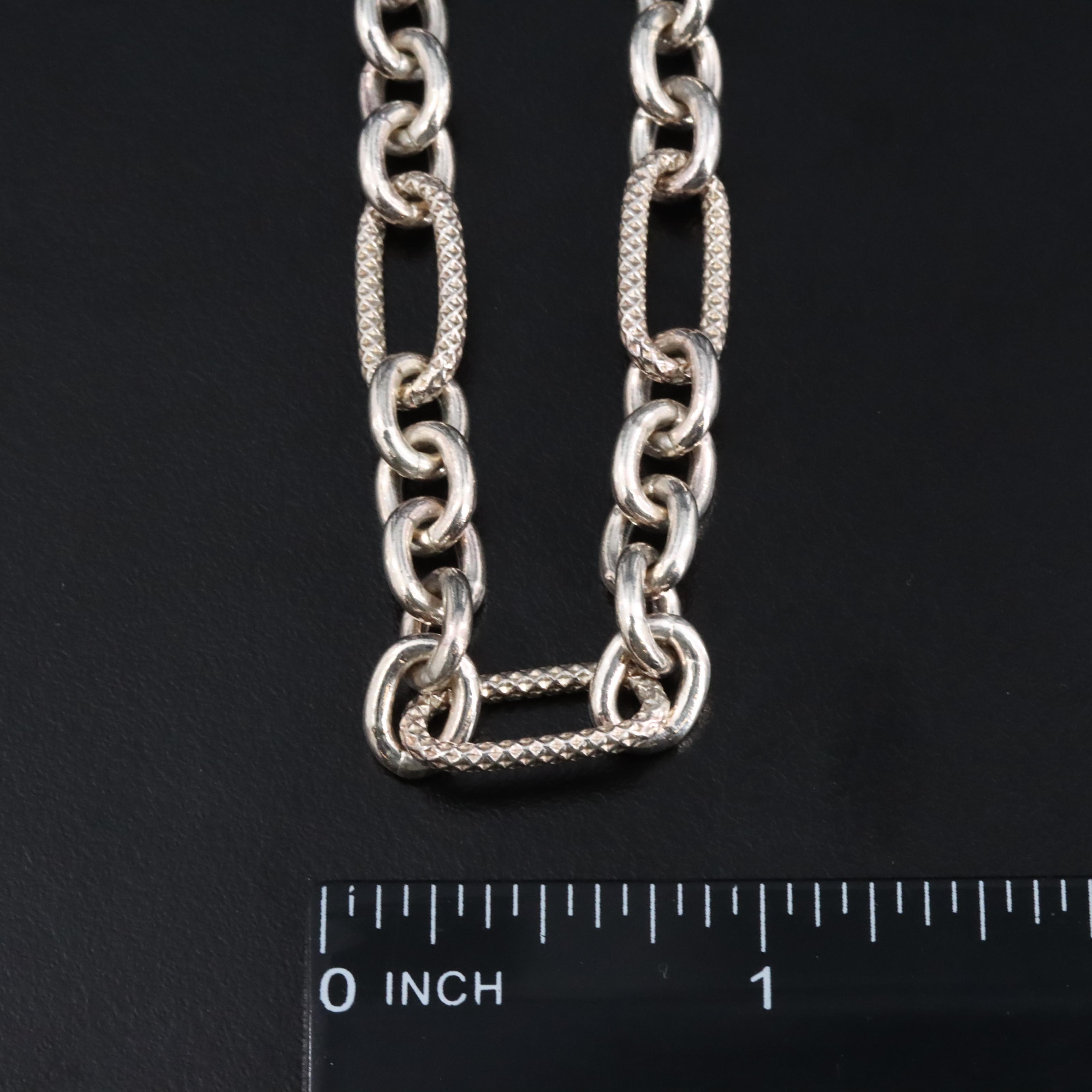 Sterling Fancy Figaro Chain Necklace