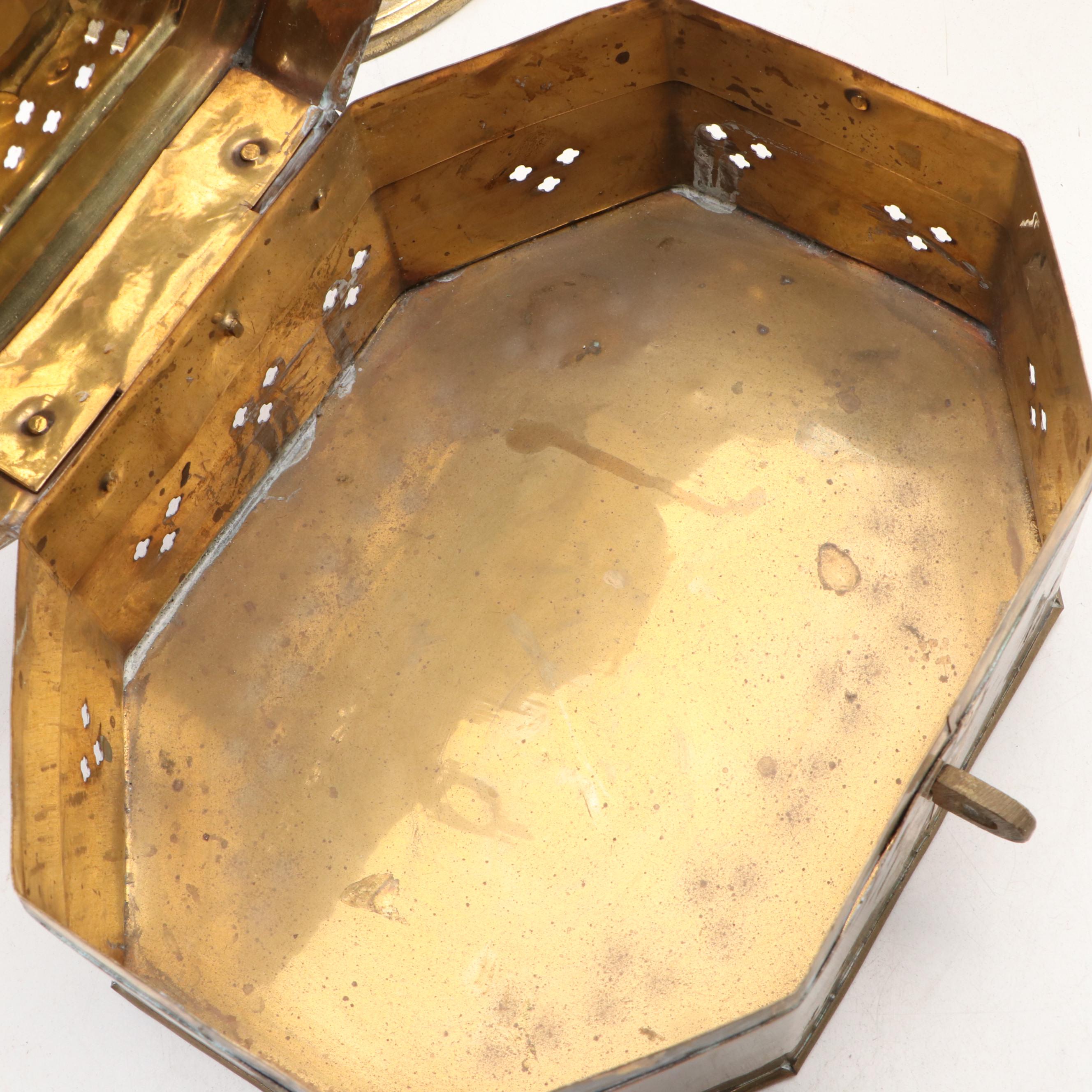 Brass Pillar Candle Holder with Decorative Containers