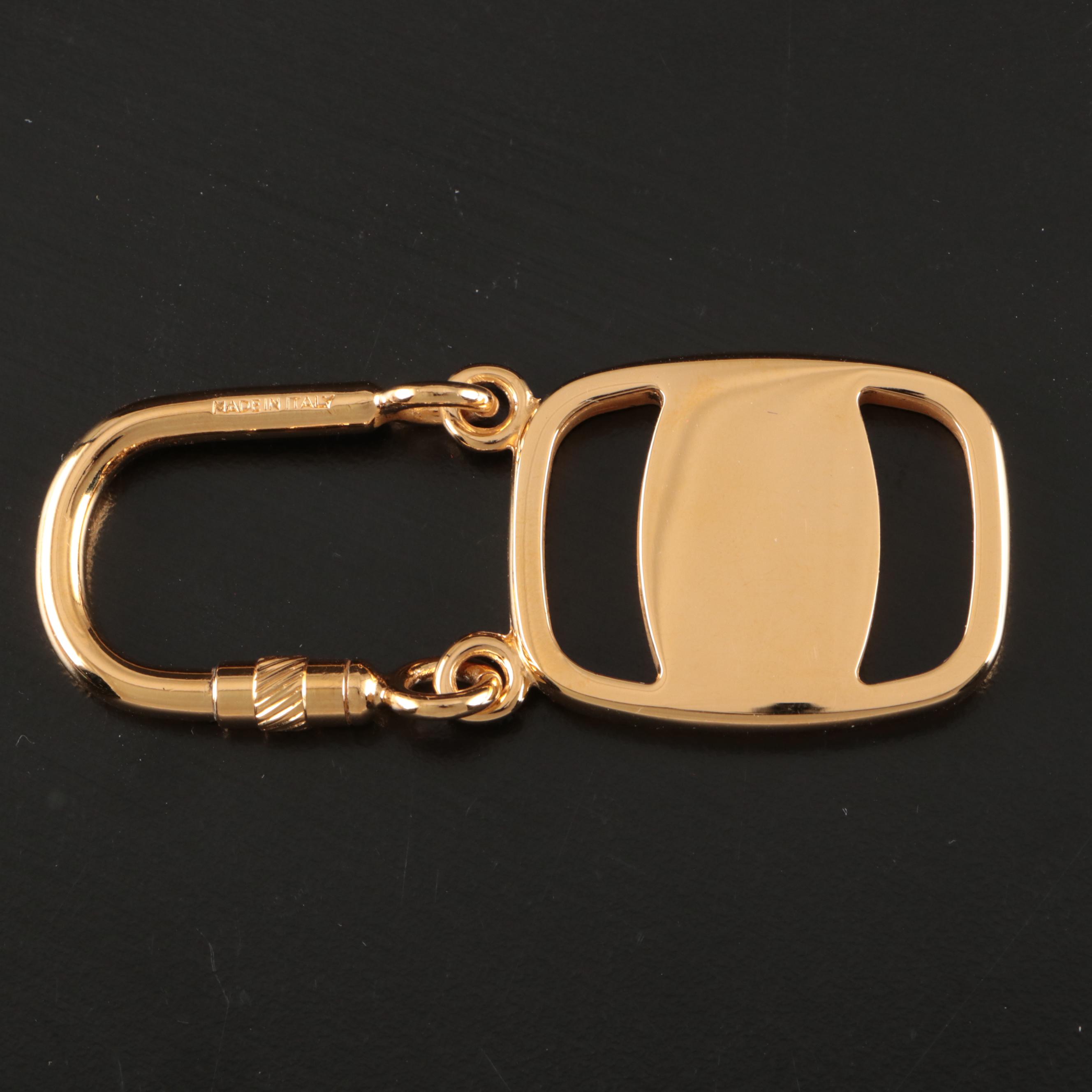 Salvatore Ferragamo Vara Gold Tone Key Ring with Gift Box